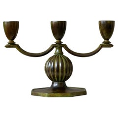 Art-Déco-Kandelaber aus Bronze von GAB Guldsmedsaktiebolaget, Schweden, 1930er Jahre
