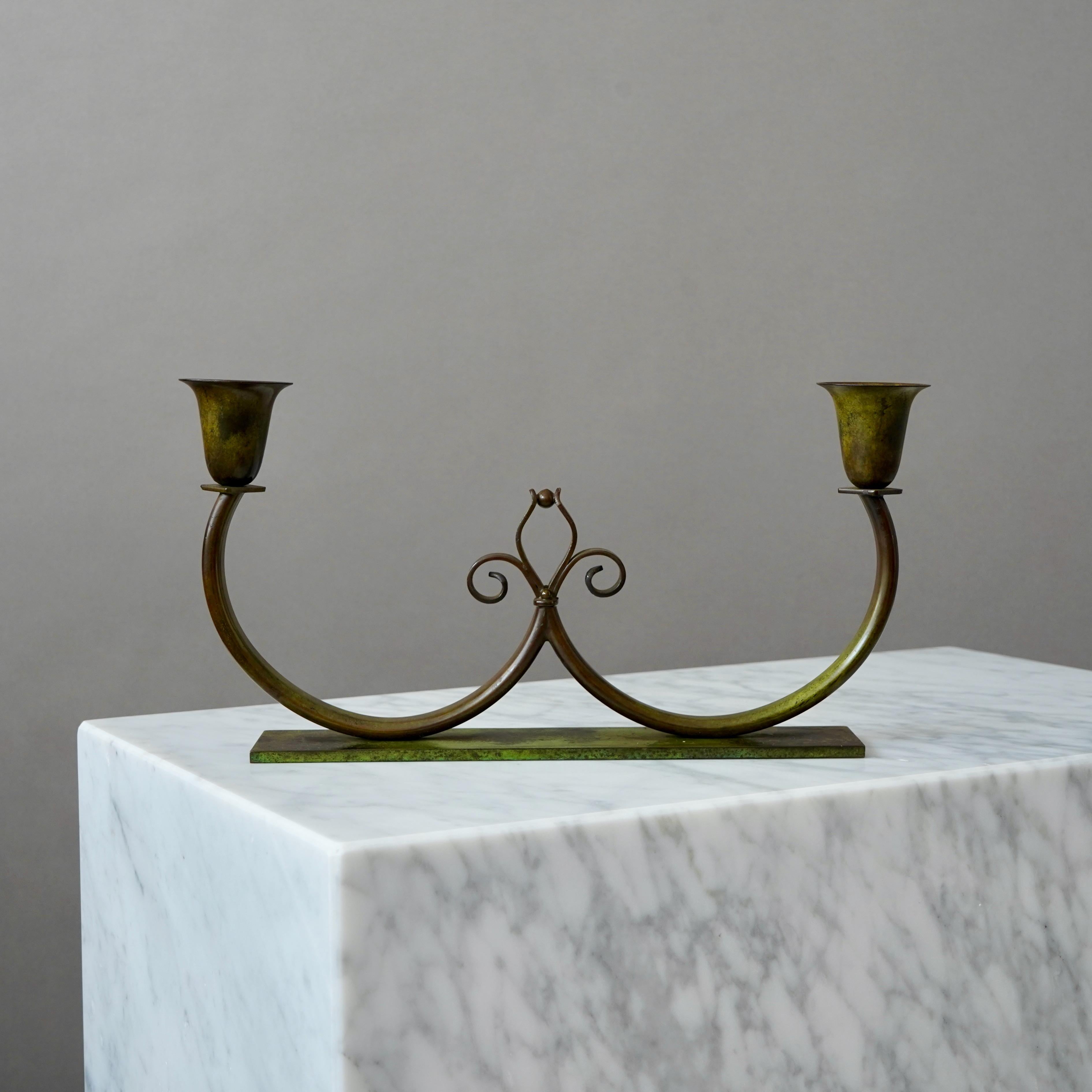 Danese Candelabro Art Deco in bronzo di Lyfa, Danimarca, anni '30 in vendita