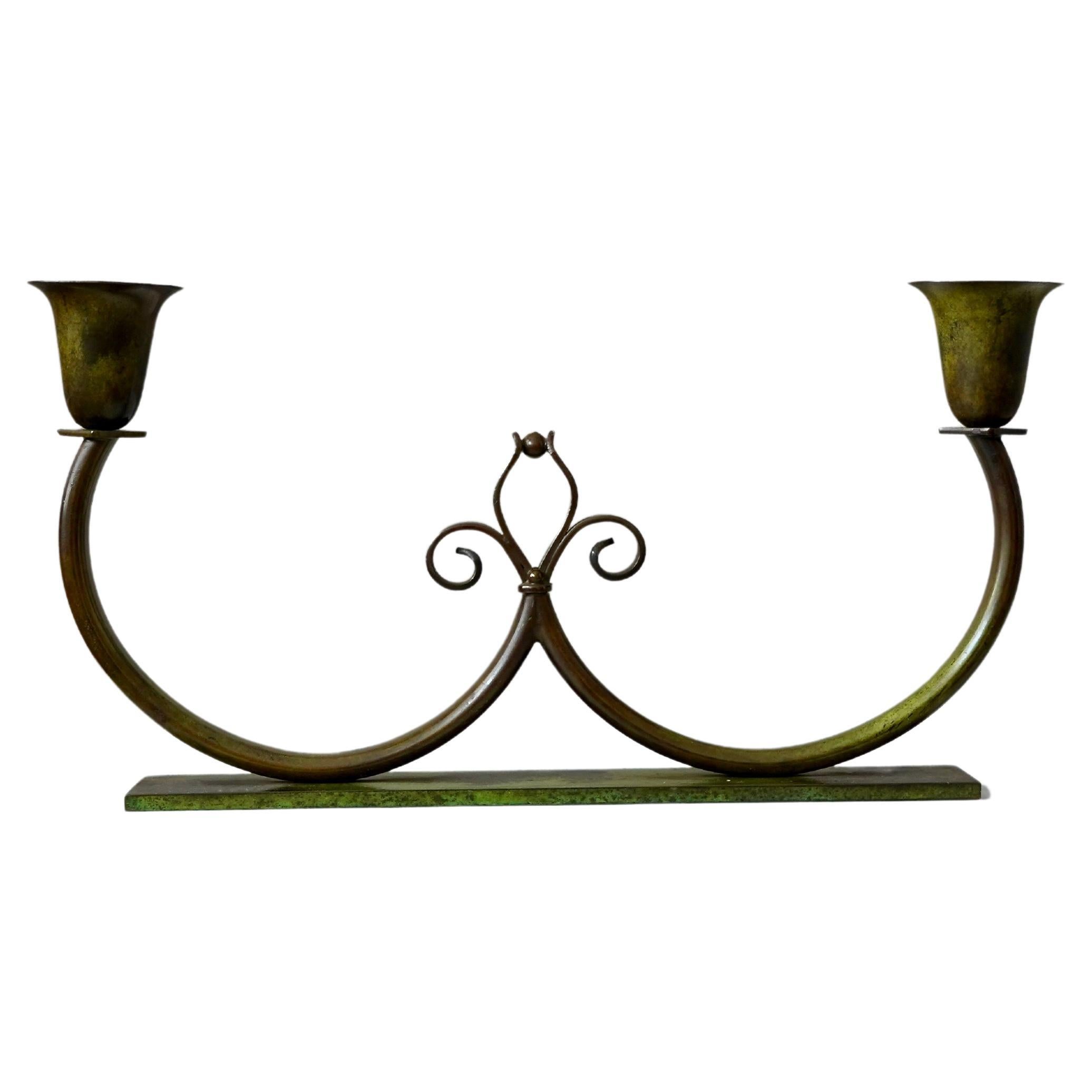 Bronze Art Deco Candelabra by LYFA, Denmark, 1930s