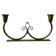 Candelabro Art Deco in bronzo di Lyfa, Danimarca, anni '30