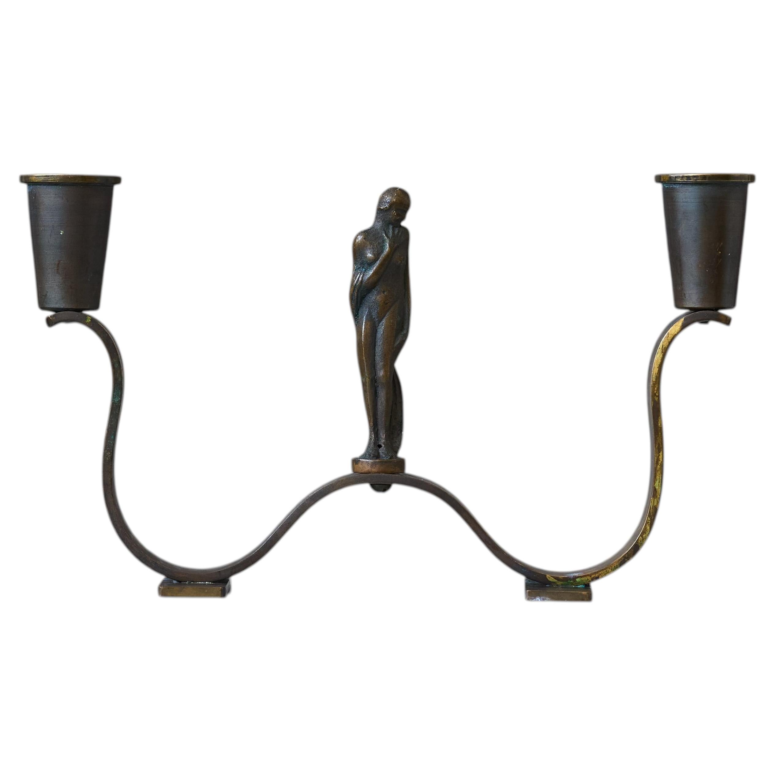 Bronze Art Deco Candelabra, Denmark, 1930s