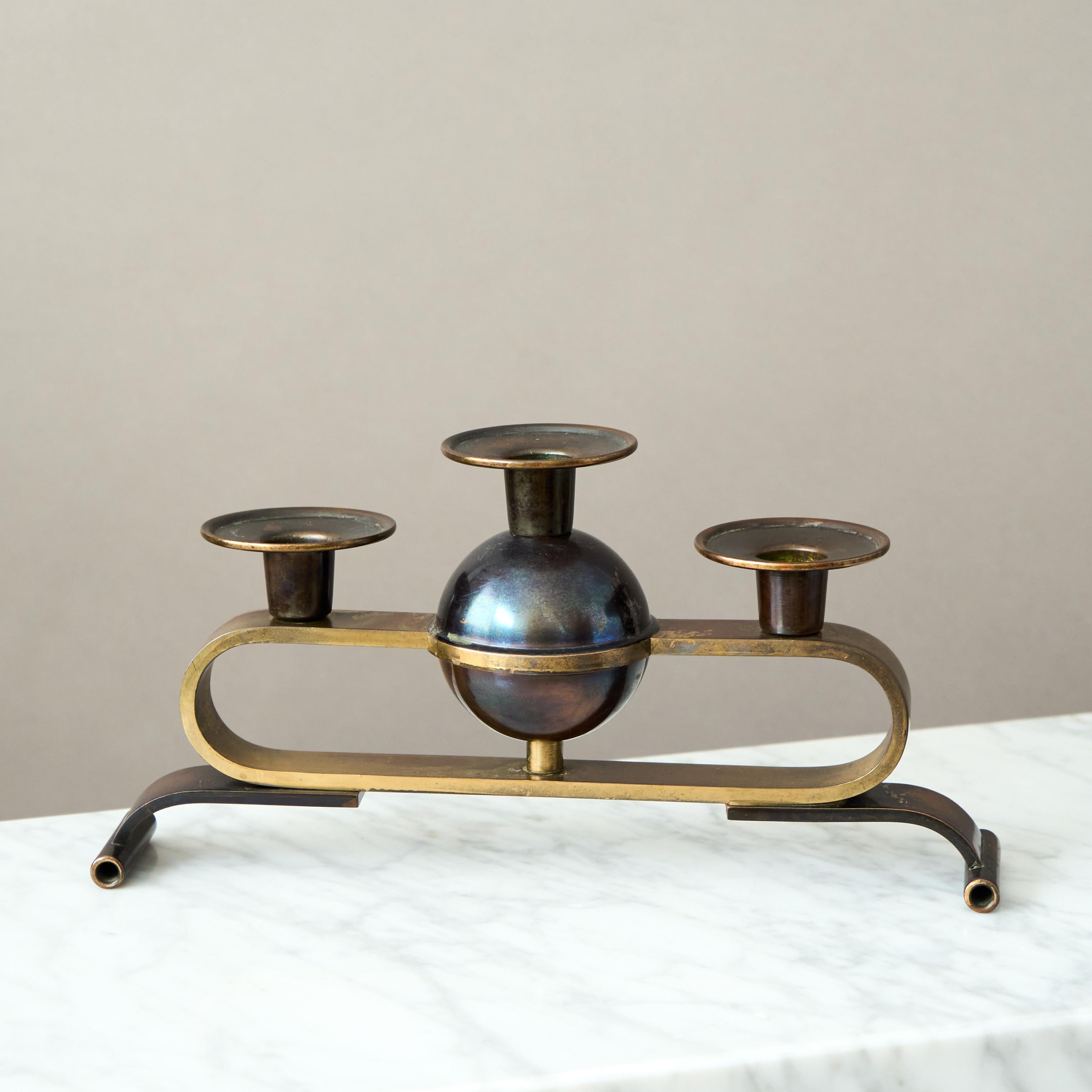 Svedese Candelabro Art Deco in bronzo, Svezia, anni '30 in vendita