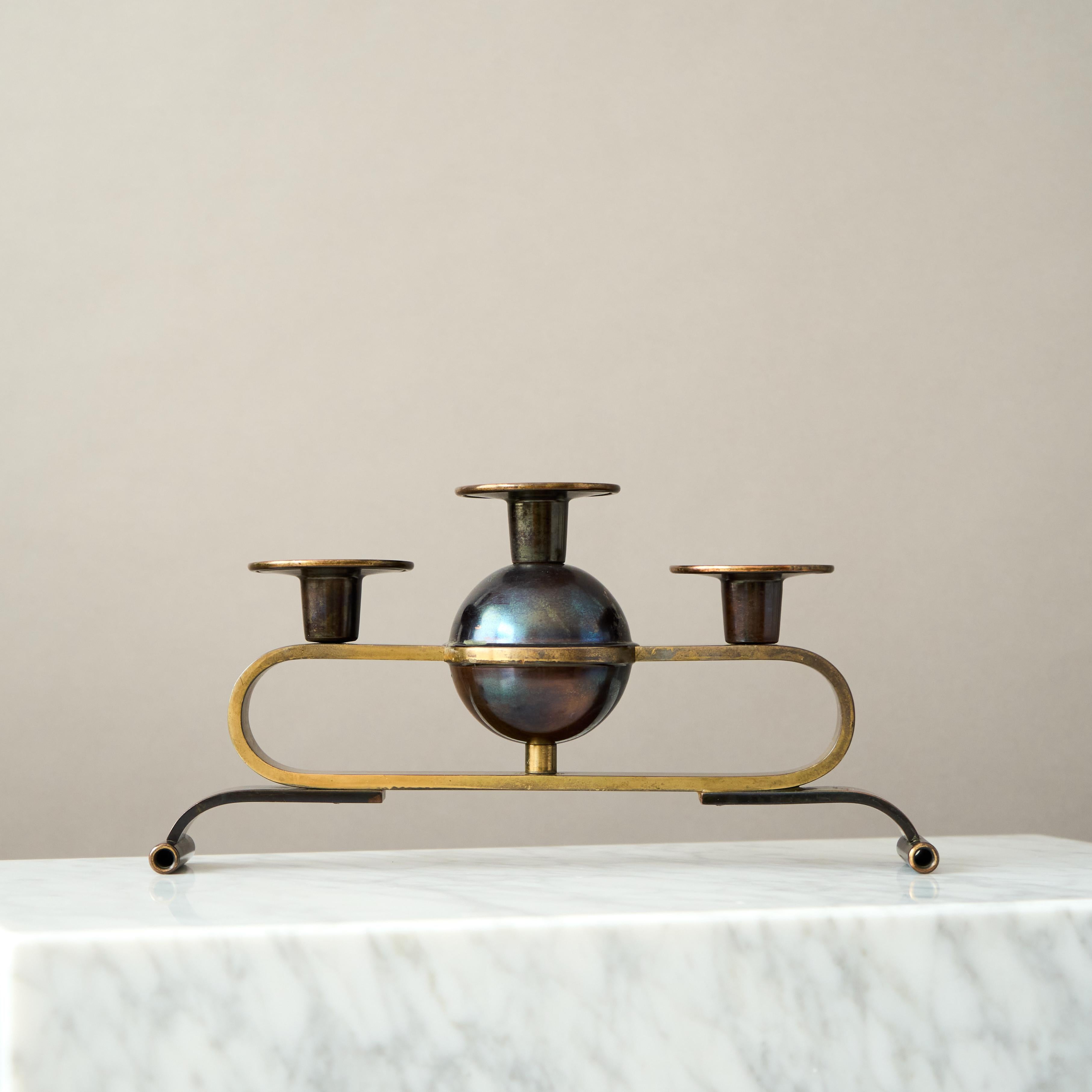 Calco Candelabro Art Deco in bronzo, Svezia, anni '30 in vendita