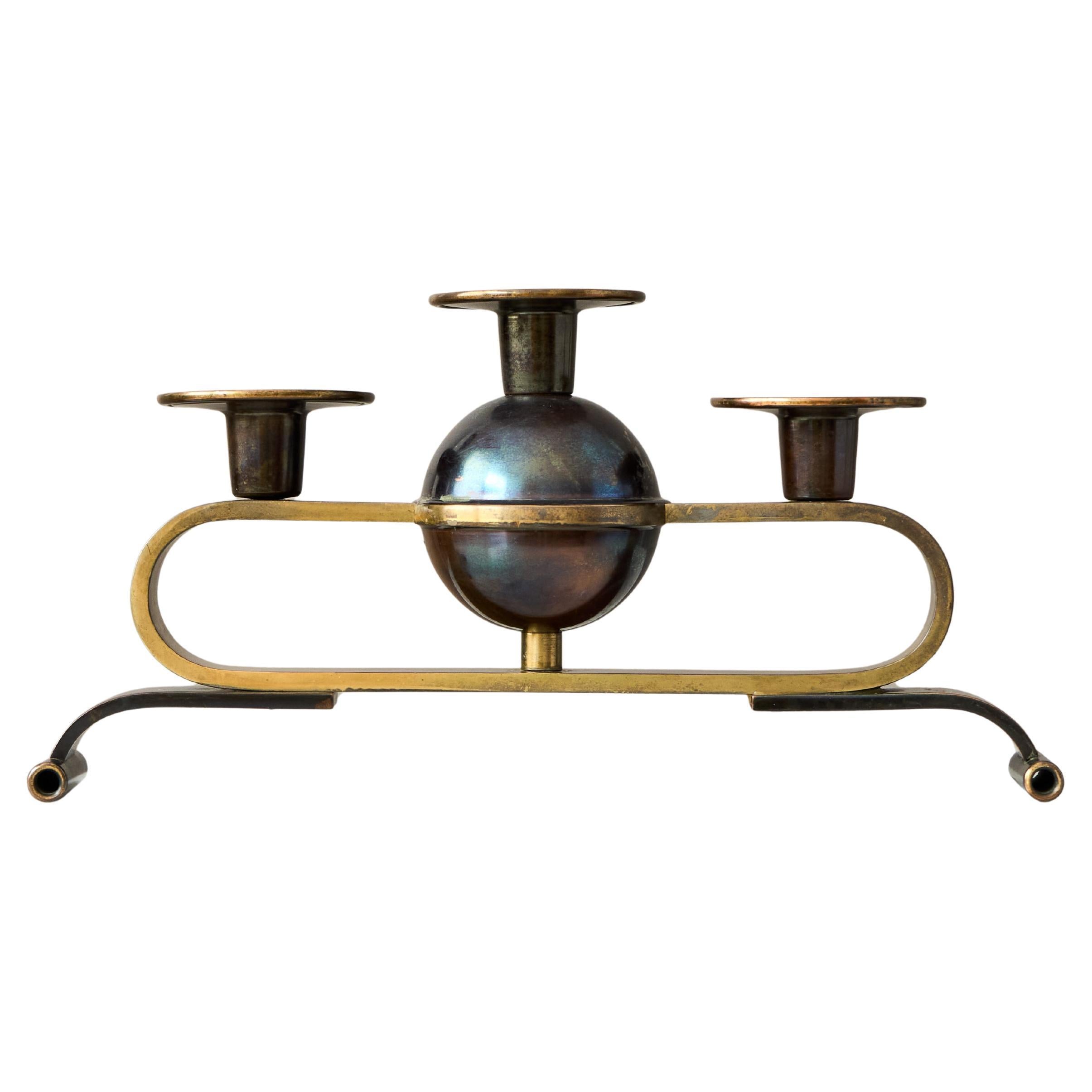 Candelabro Art Deco in bronzo, Svezia, anni '30