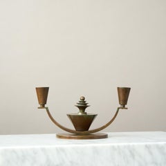 Bronze Art Deco Candlestick by Sune Backstrom, Sweden, 1930s