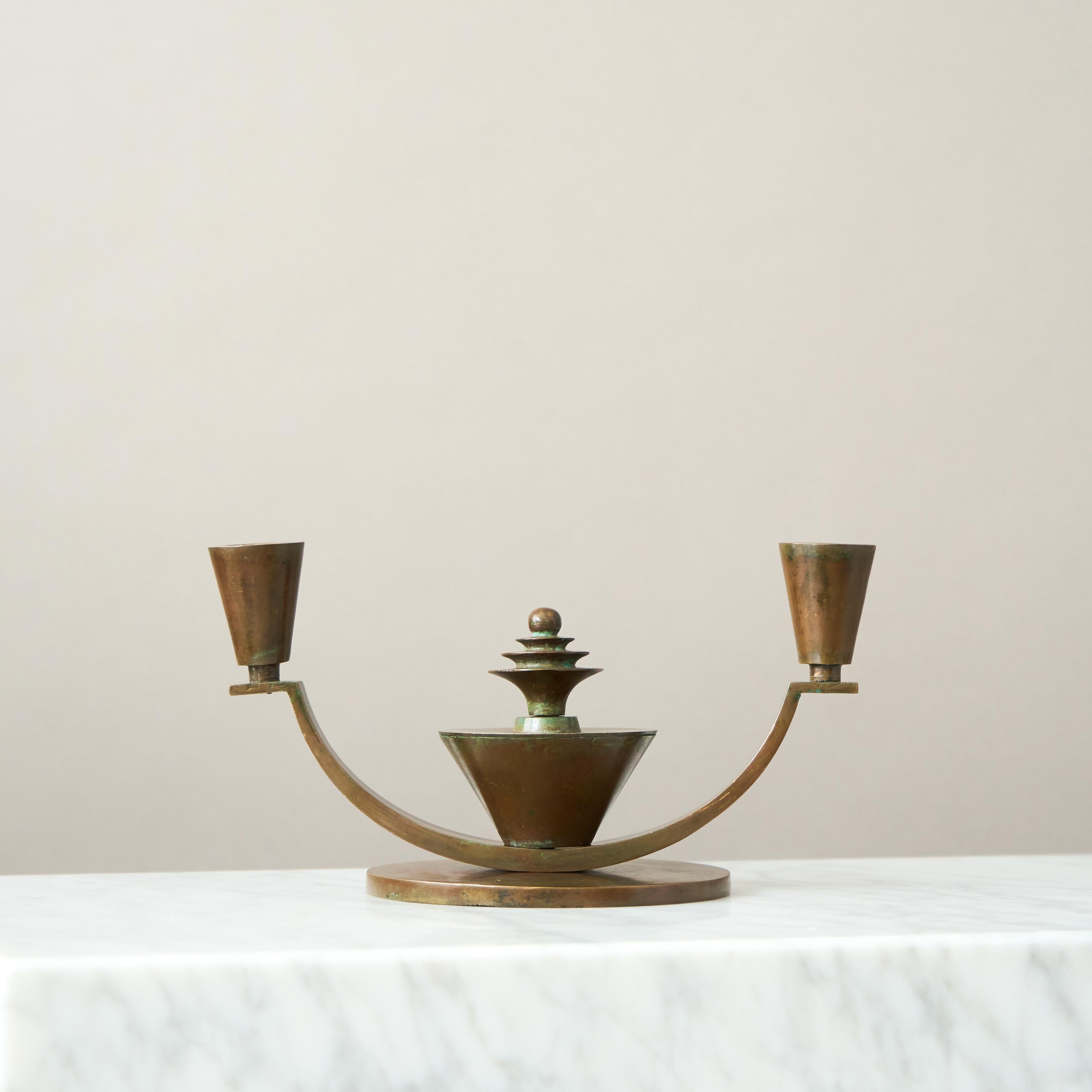 Scandinavo moderno Candeliere Art Deco in bronzo di Sune Backstrom, Svezia, anni '30 in vendita