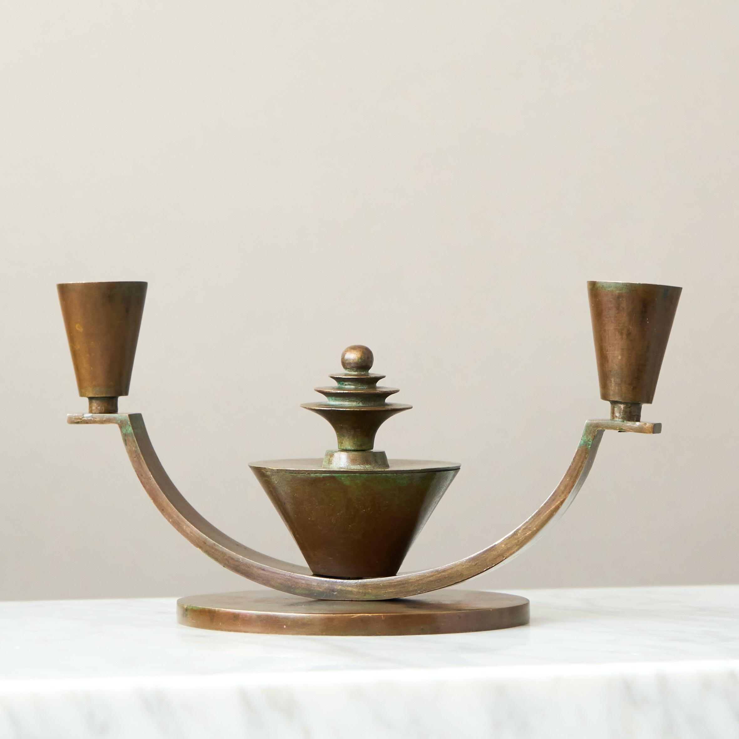 Calco Candeliere Art Deco in bronzo di Sune Backstrom, Svezia, anni '30 in vendita