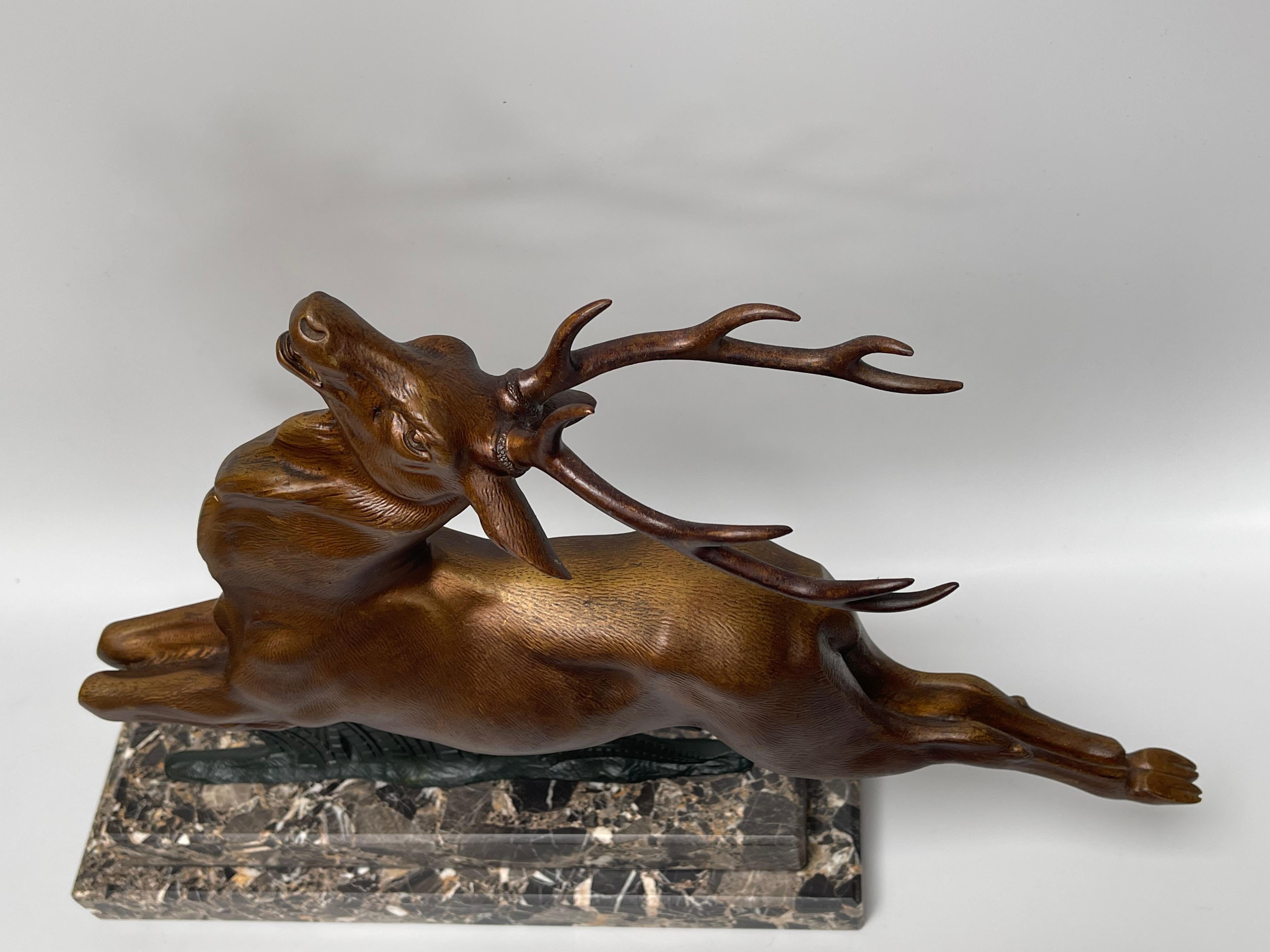 Bronze Art Deco Deer Signed L Alliot For Sale 6
