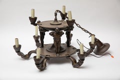 Exceptional Bronze Wiener Werkstätte, Gurschner-style Nine-light Chandelier