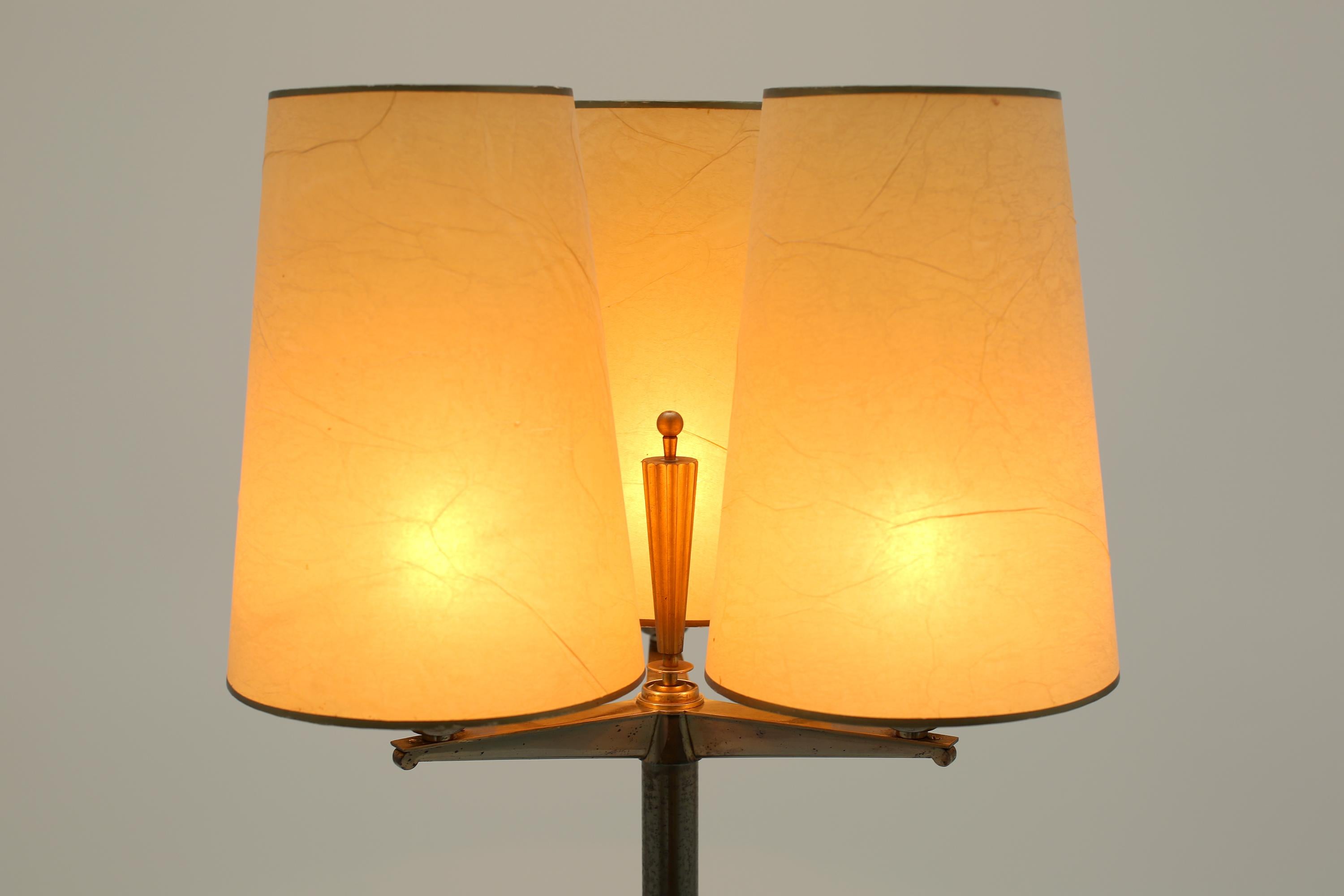 Gilt Bronze Art Deco Floor Lamp by Phillipe Genet & Lucien Michon
