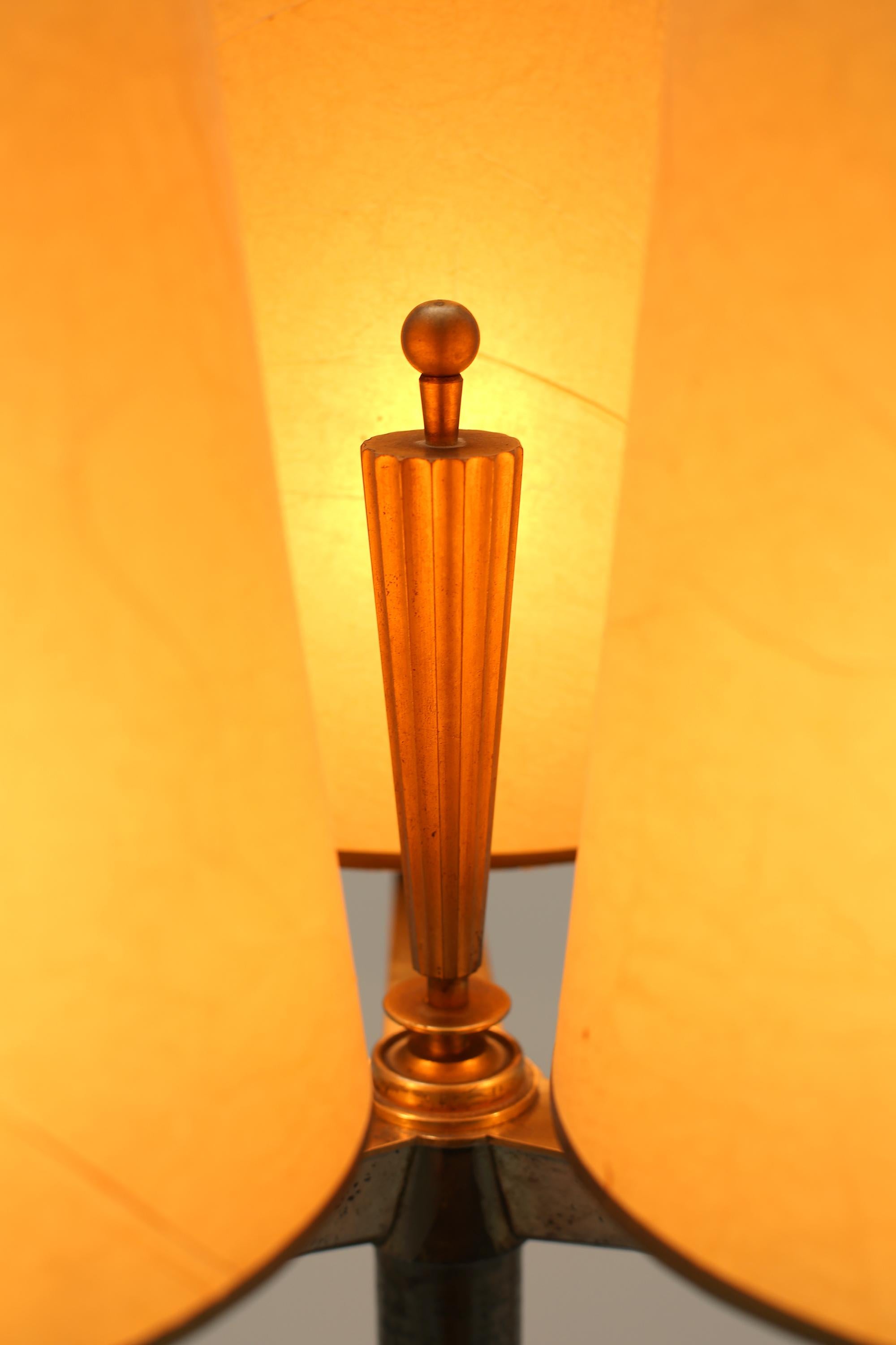 Mid-20th Century Bronze Art Deco Floor Lamp by Phillipe Genet & Lucien Michon