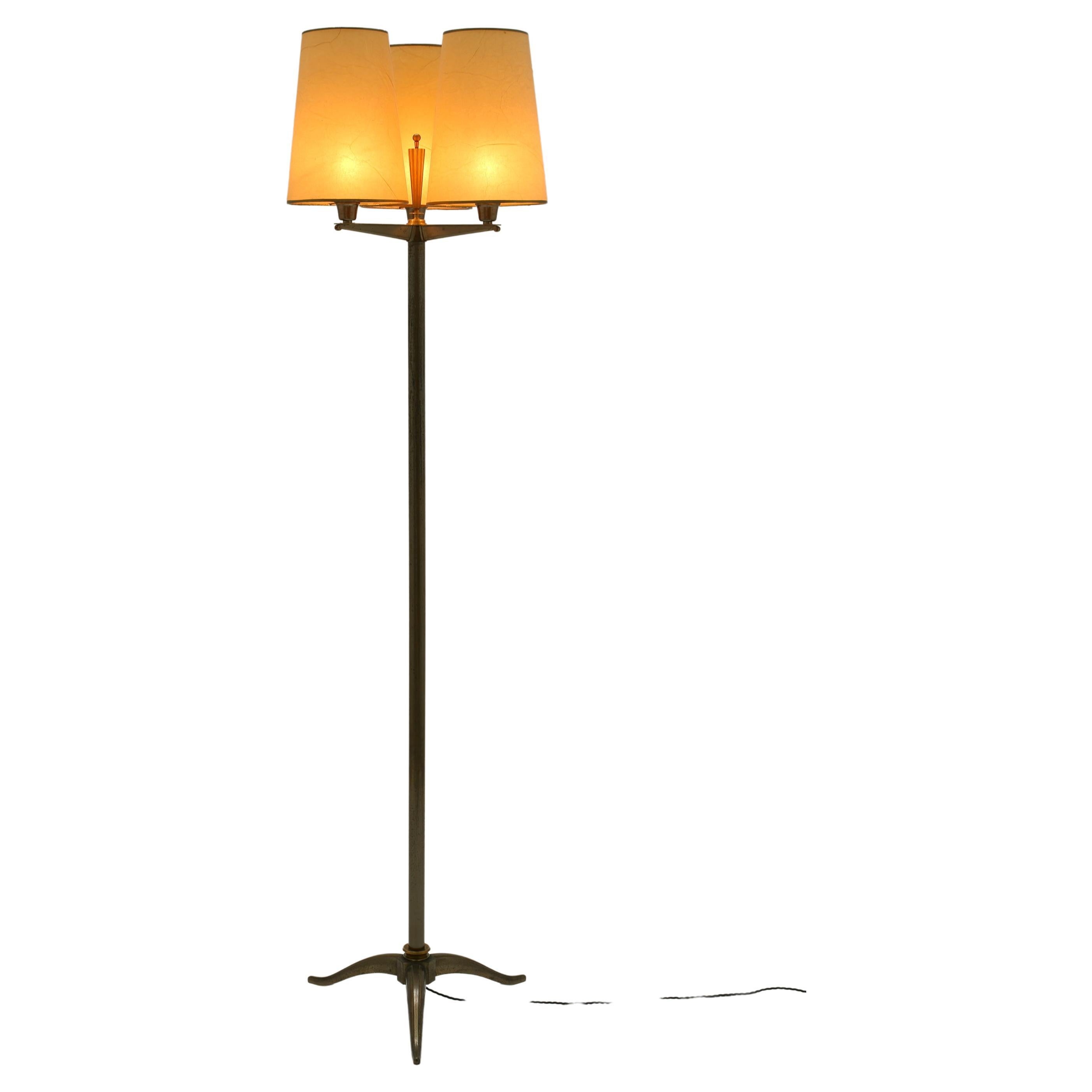 Bronze Art Deco Floor Lamp by Phillipe Genet & Lucien Michon