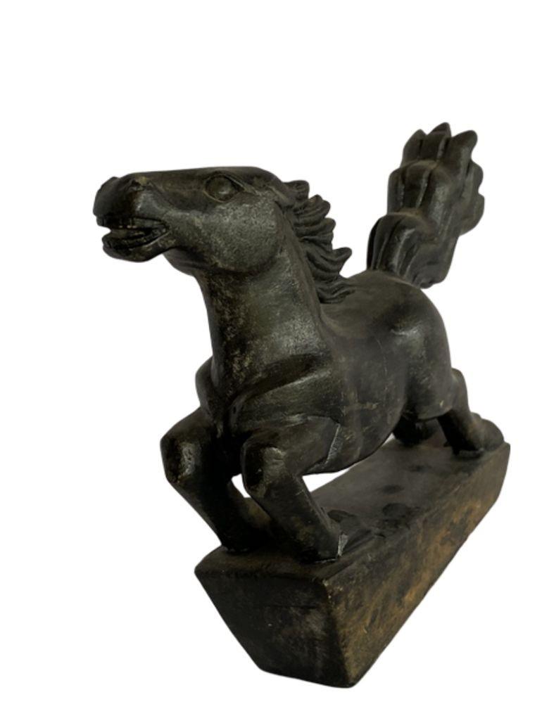 Mid-20th Century Bronze Art Deco Galloping Horse Paperweight Sculpture For Sale