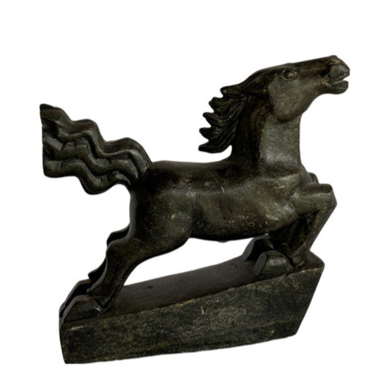 Iron Bronze Art Deco Galloping Horse Paperweight Sculpture For Sale