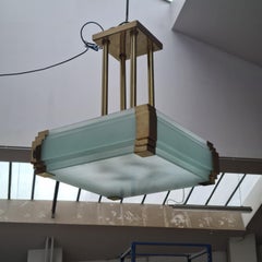 Modernistischer Kronleuchter aus Bronze im Art-déco-Stil