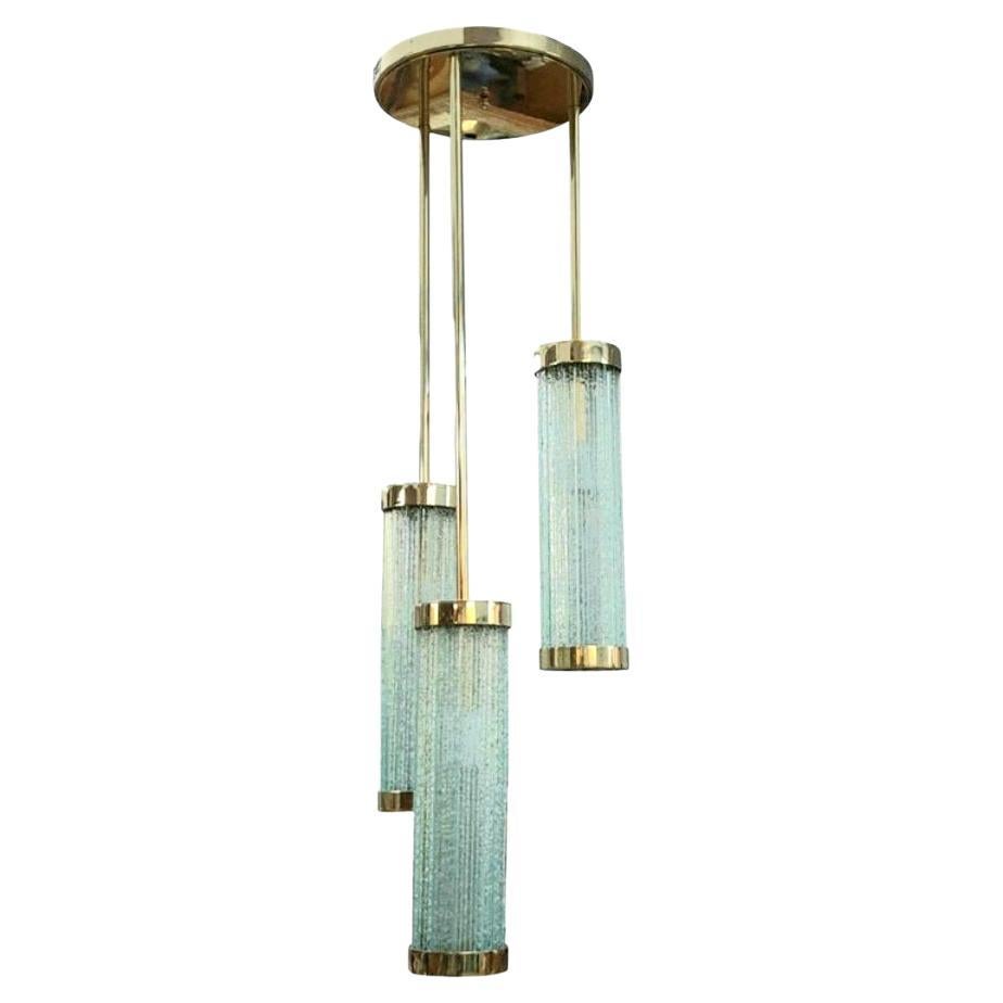 Art deco suspension with nickel finish