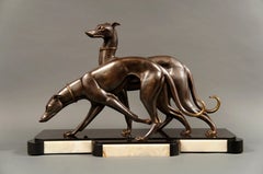Bronze Art Deco Sculpture of a Pair of French Greyhounds