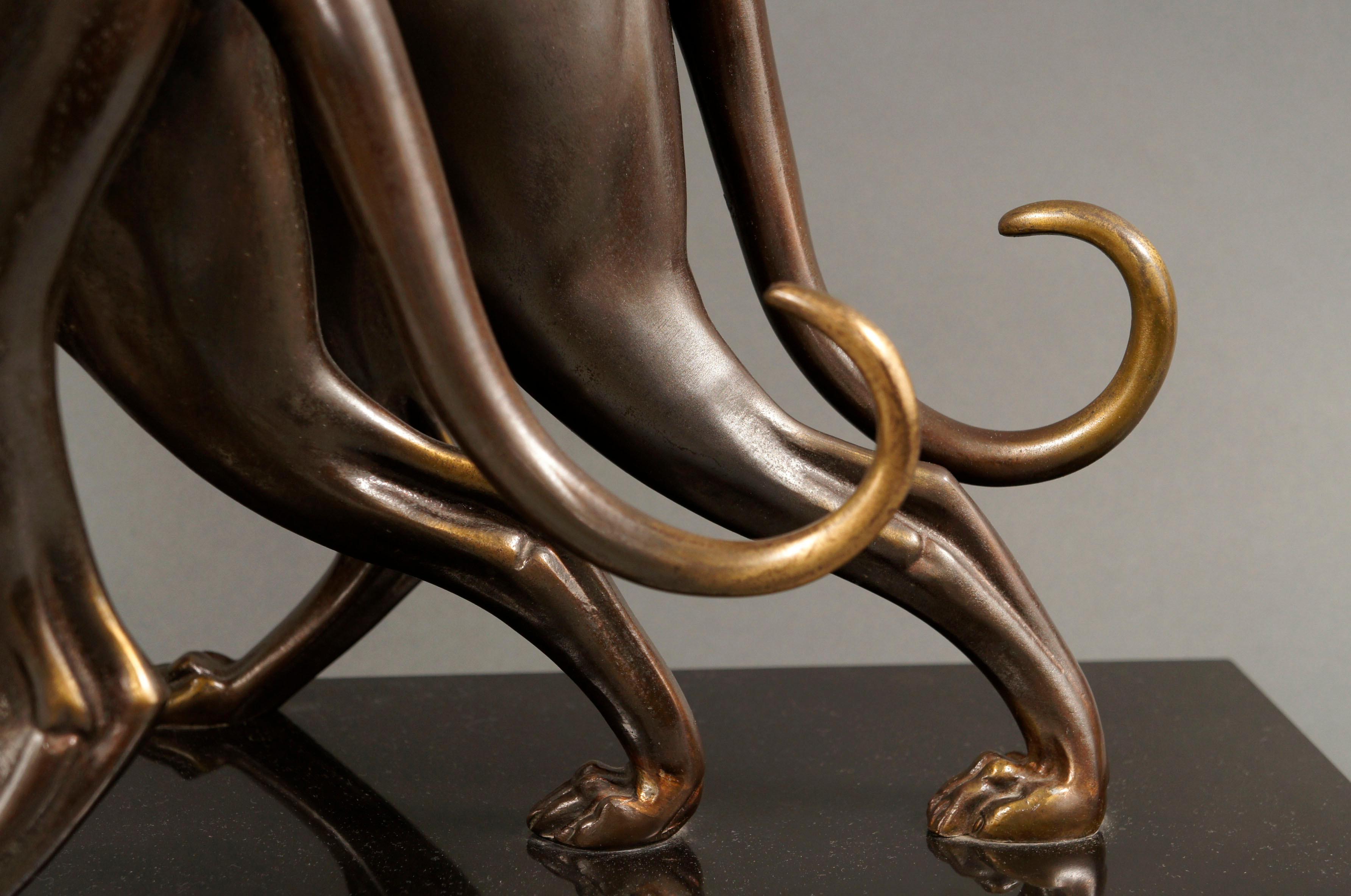 Bronze Art Deco Sculpture of a Pair of French Greyhounds In Good Condition In Hudson, NY
