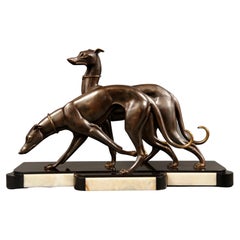 Bronze Art Deco Sculpture of a Pair of French Greyhounds
