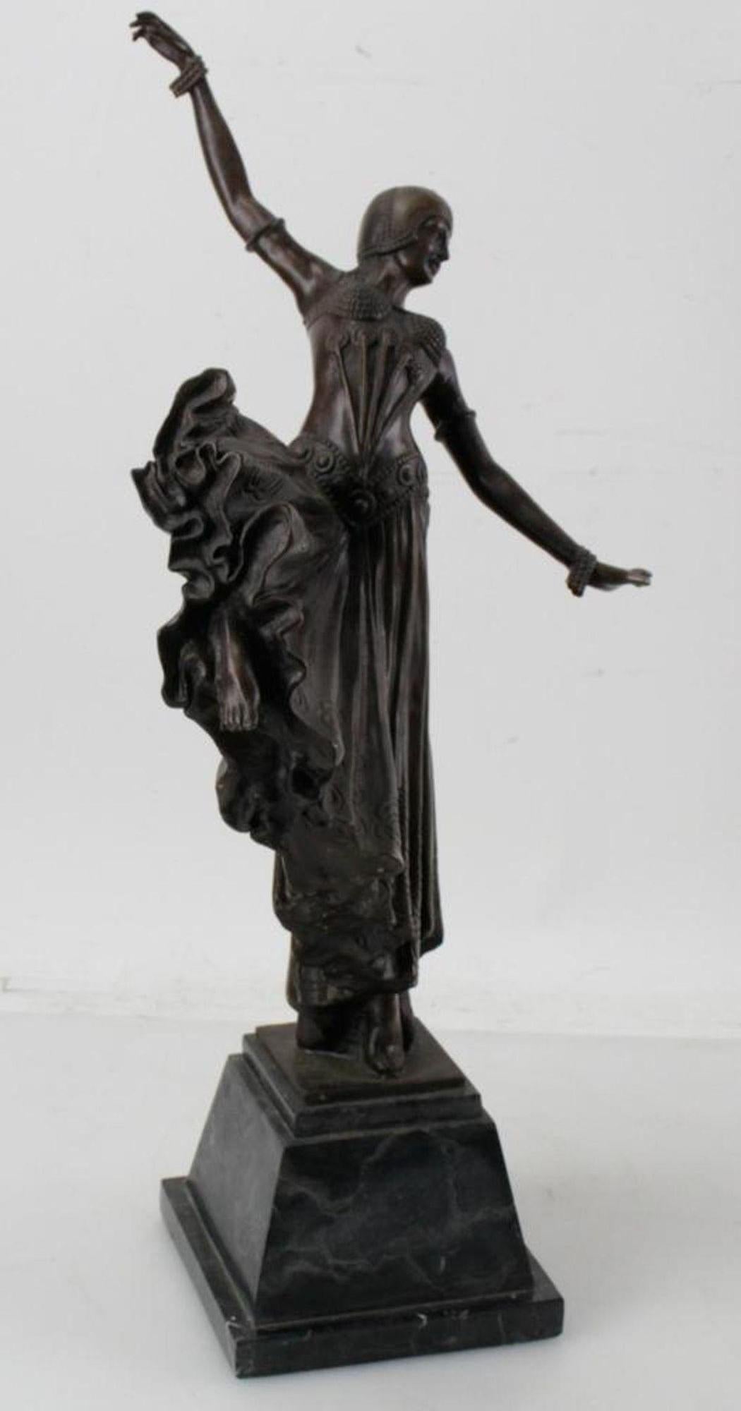 Bronze Art Deco Sculpture of an Oriental Dancer after Chiparus For Sale 1