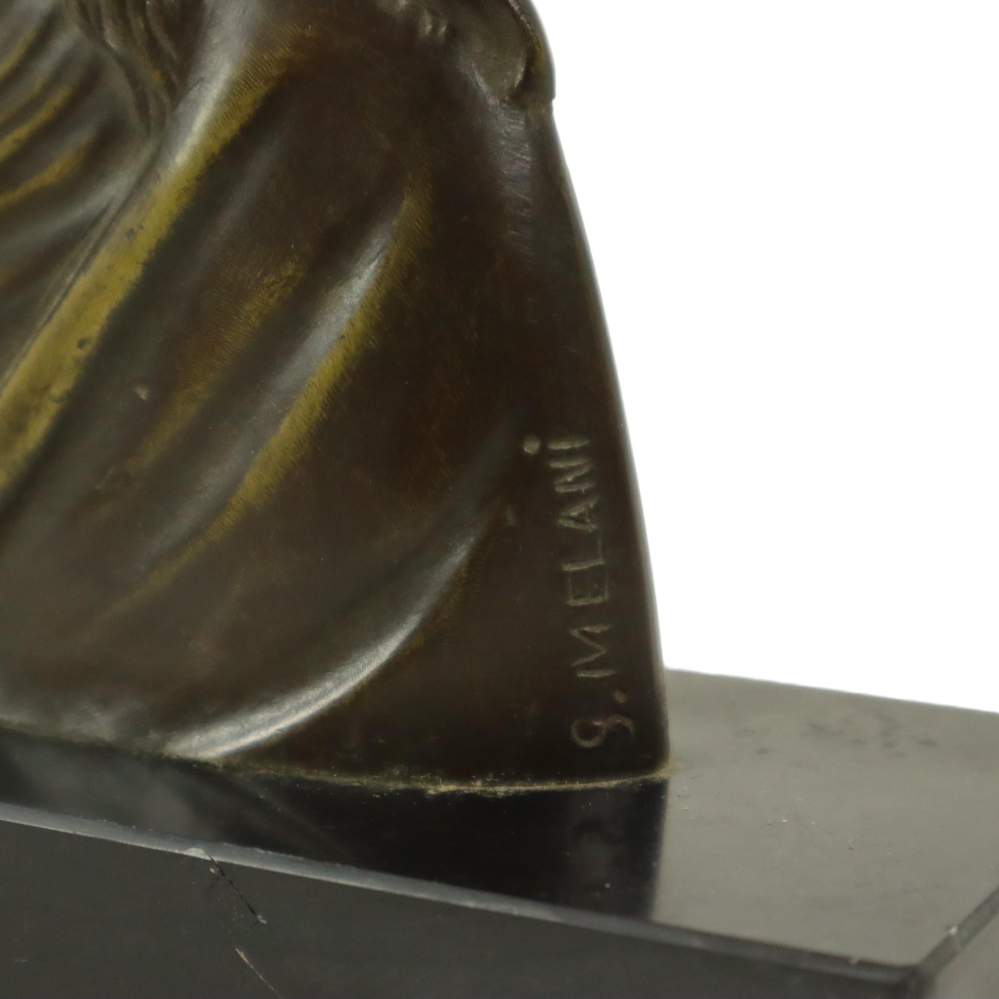 Mid-20th Century Bronze Art Deco Statue Christ Profile Salvatore Melani Art 1930 For Sale