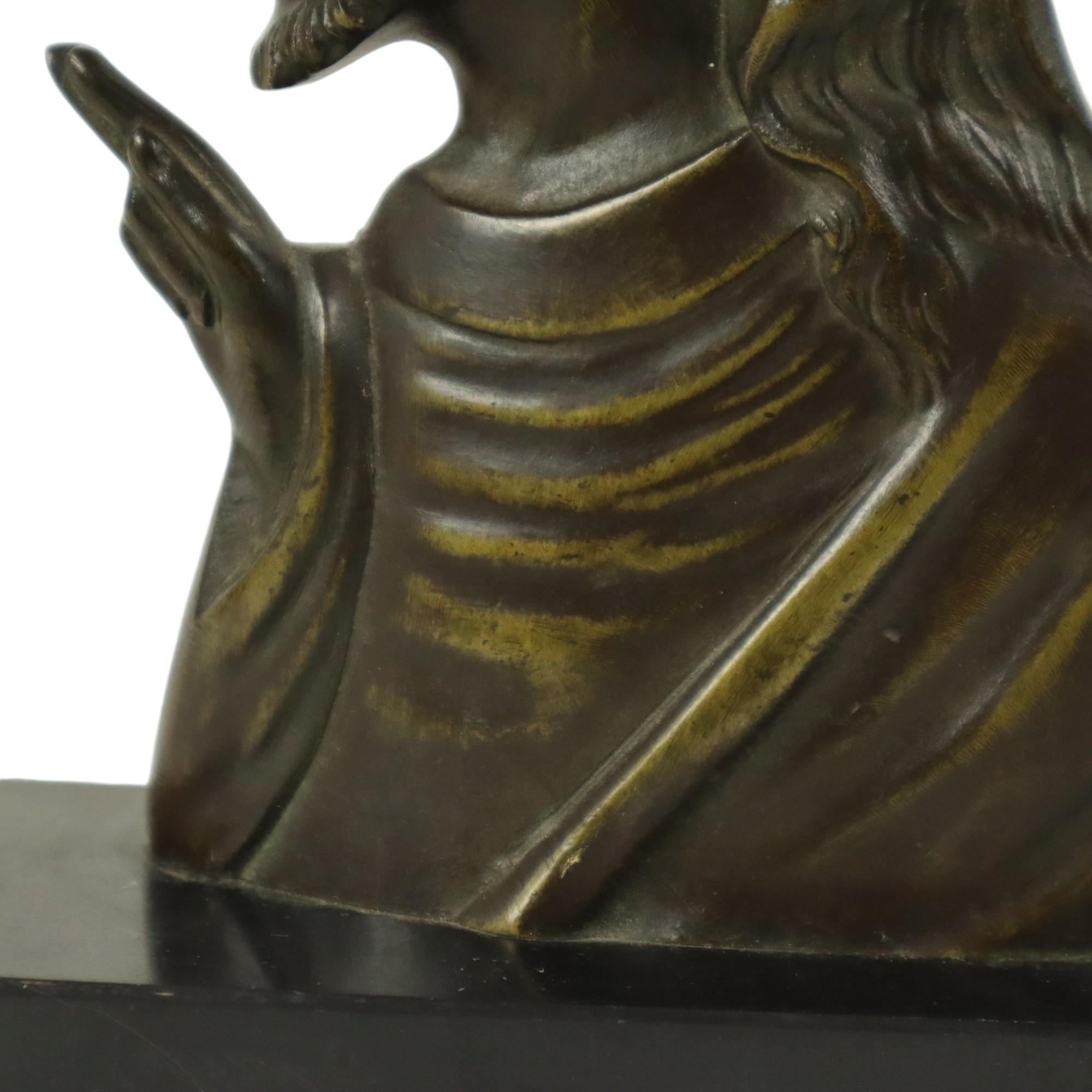 Bronze Art Deco Statue Christ Profile Salvatore Melani Art 1930 For Sale 2