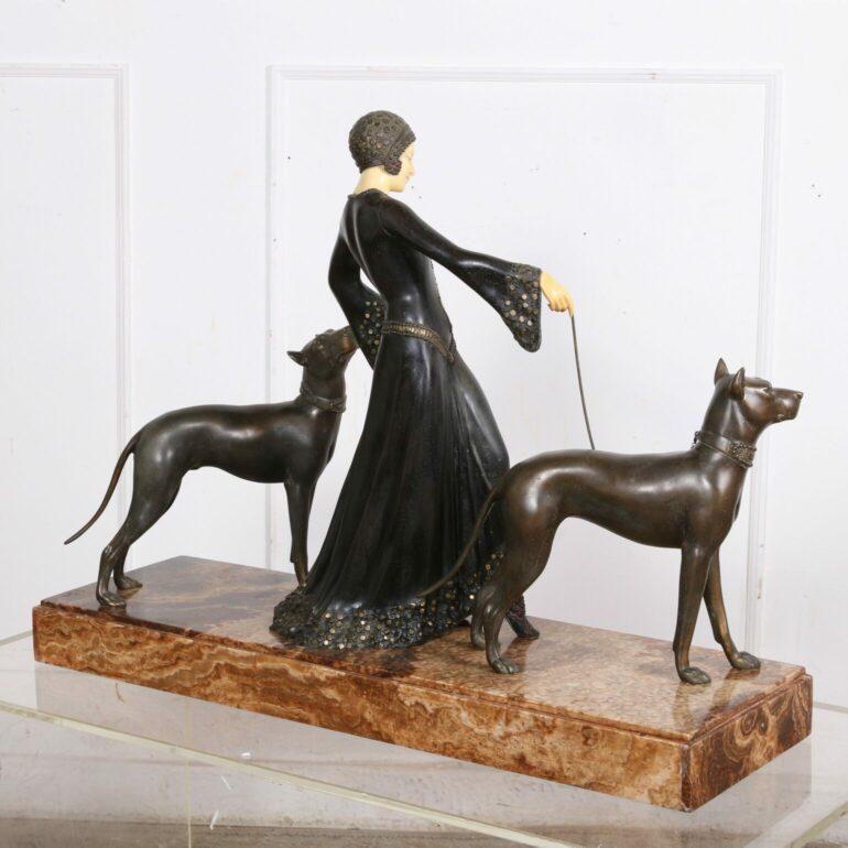 French Bronze Art Deco Statue, “The Guardians” by Georges Gori