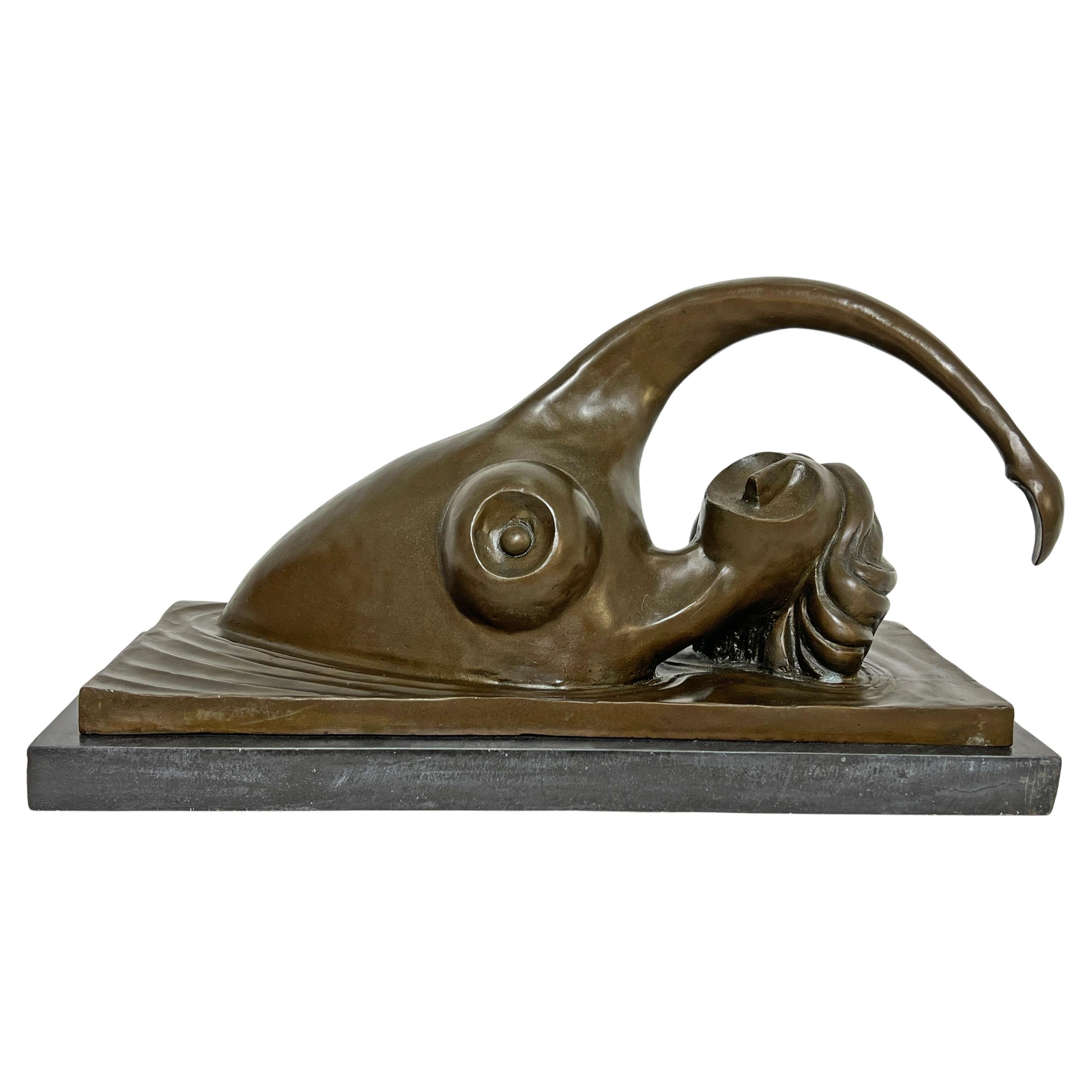 Scultura in bronzo in stile Art Deco di una nuotatrice nuda di Wayne Current in vendita