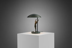 Bronze Art Deco Table Lamp, Europe ca 1930s