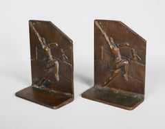 Bronze Art Deco Tennis Player Bookends