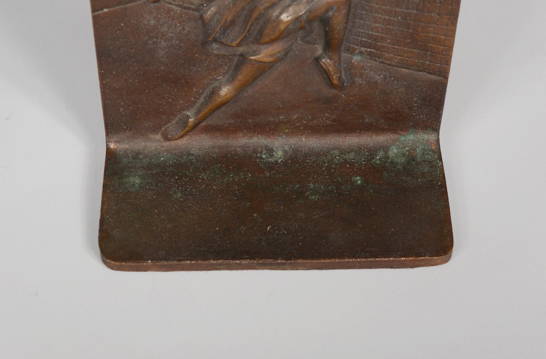 20th Century Bronze Art Deco Tennis Player Bookends For Sale