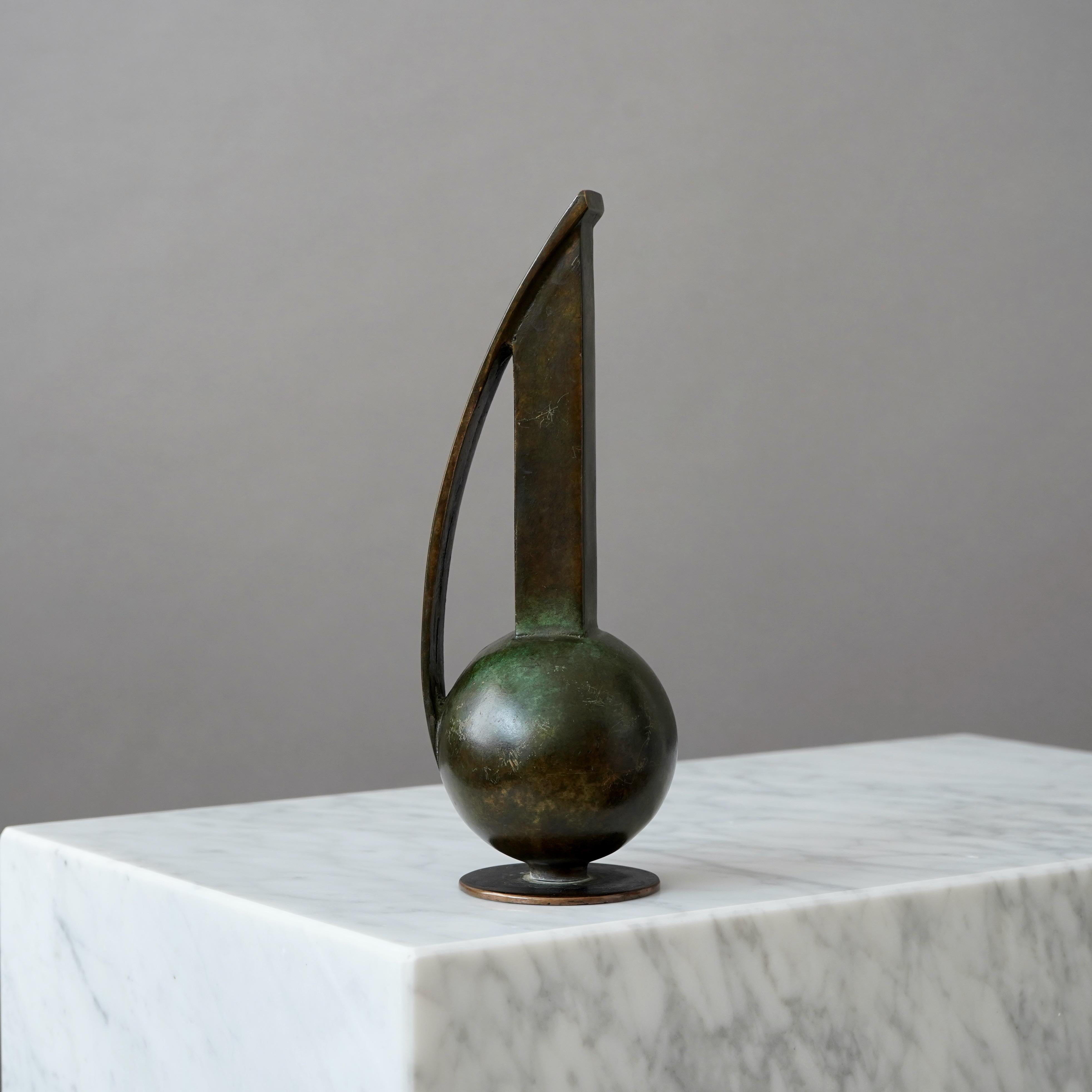 Cast Bronze Art Deco Vase by BOWI, Sweden, 1930s For Sale