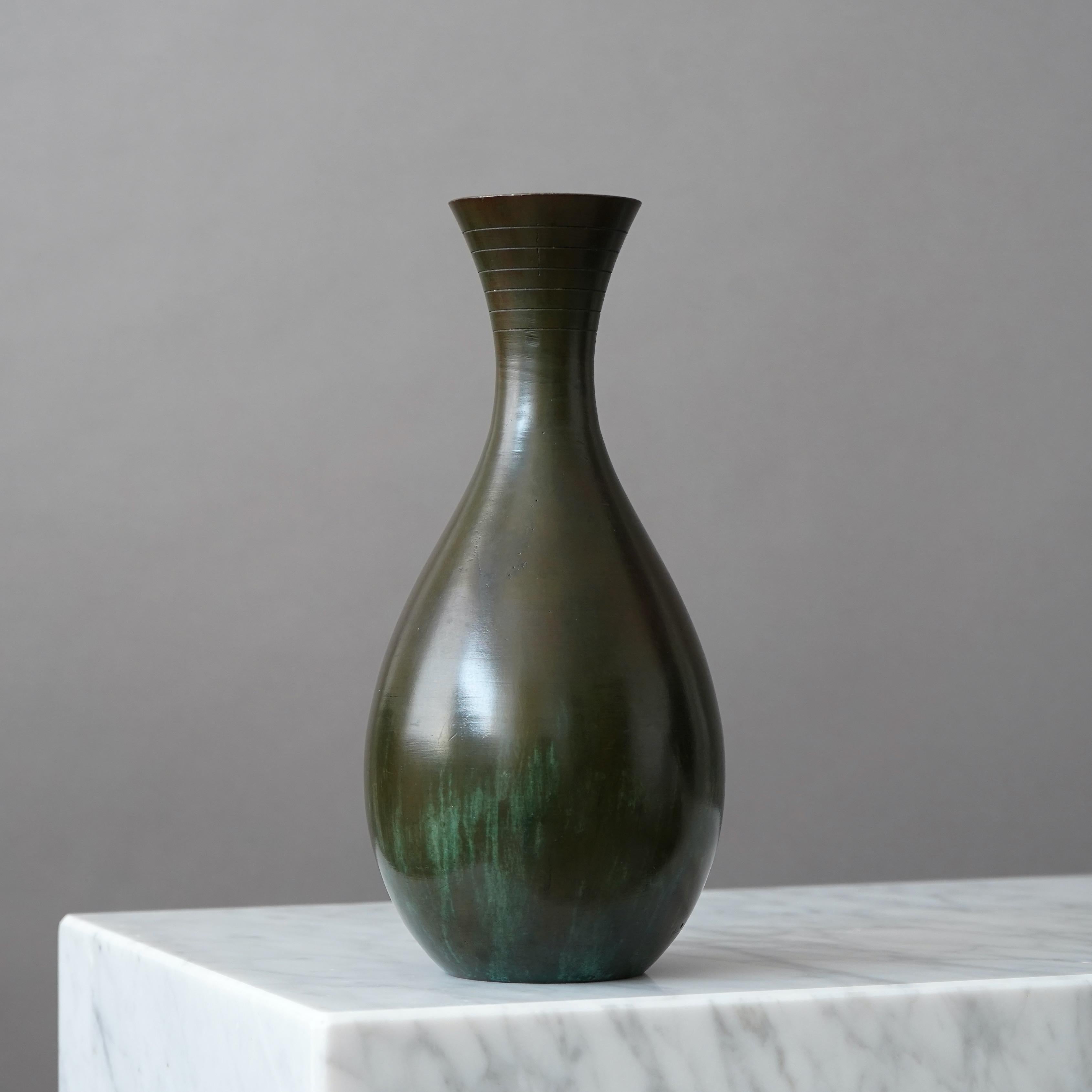 Bronze Art Deco Vase by GAB Guldsmedsaktiebolaget, Sweden, 1930s For Sale 3