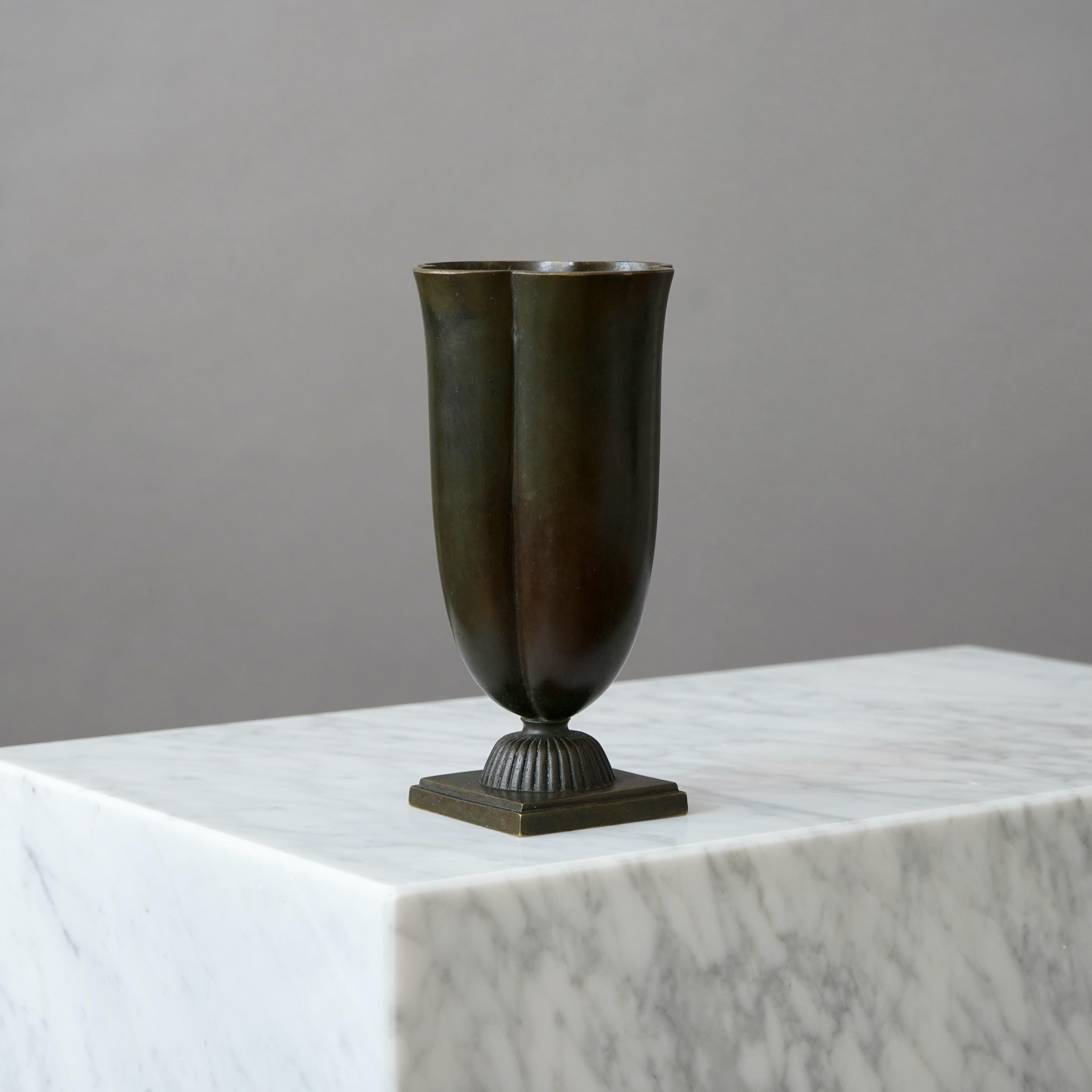 Scandinavian Modern Bronze Art Deco Vase by GAB Guldsmedsaktiebolaget, Sweden, 1930s