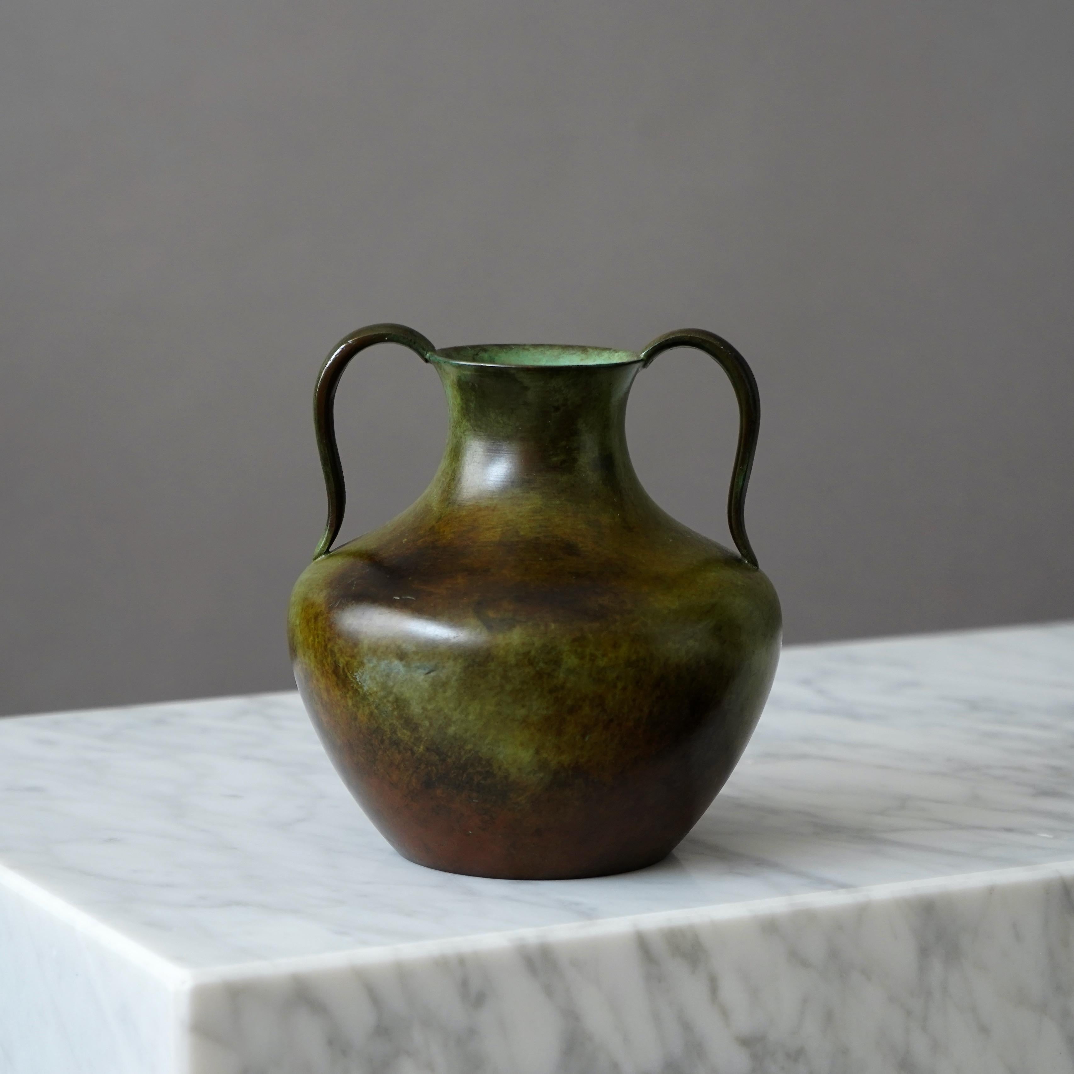 Scandinavian Modern Bronze Art Deco Vase by GAB Guldsmedsaktiebolaget, Sweden, 1930s
