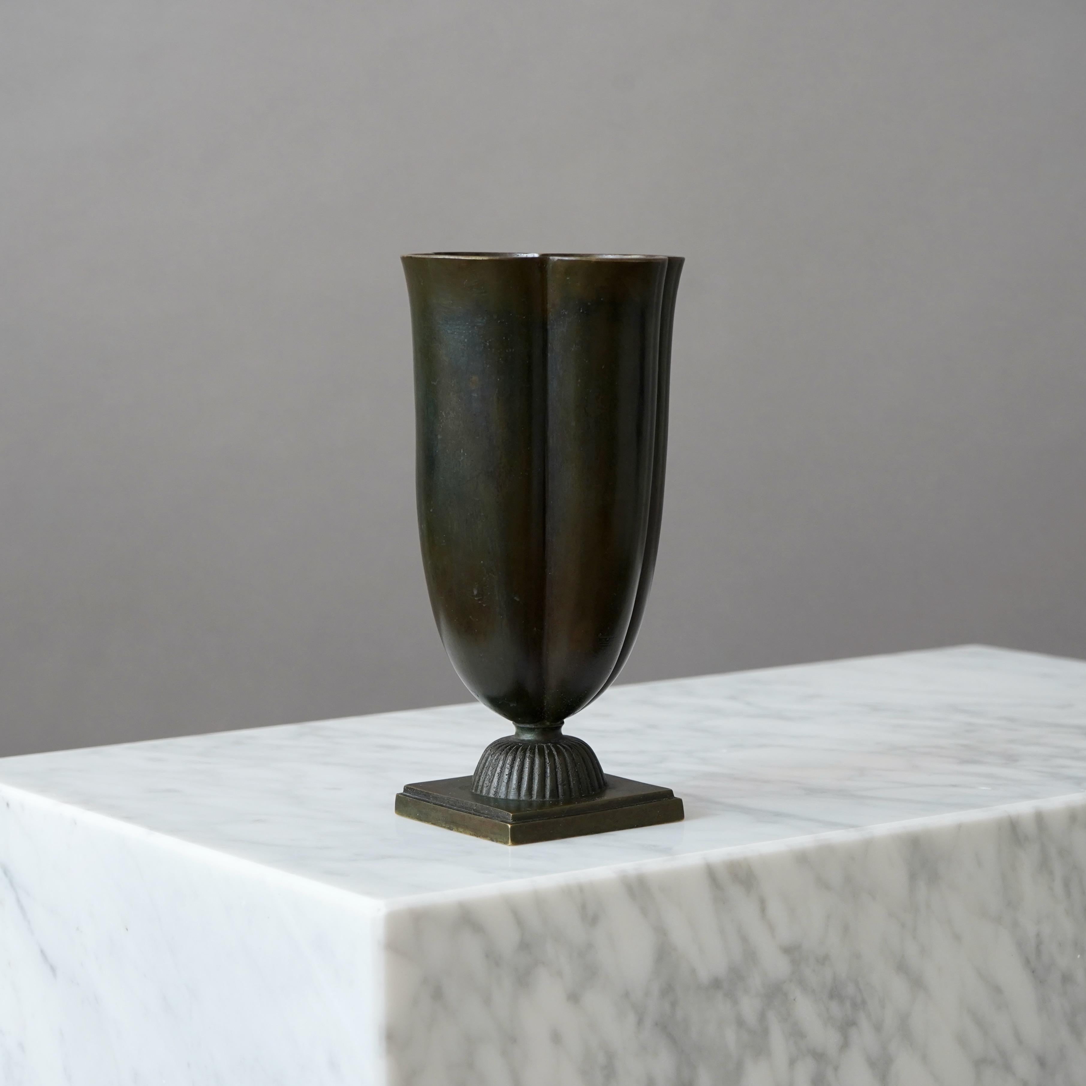 Swedish Bronze Art Deco Vase by GAB Guldsmedsaktiebolaget, Sweden, 1930s