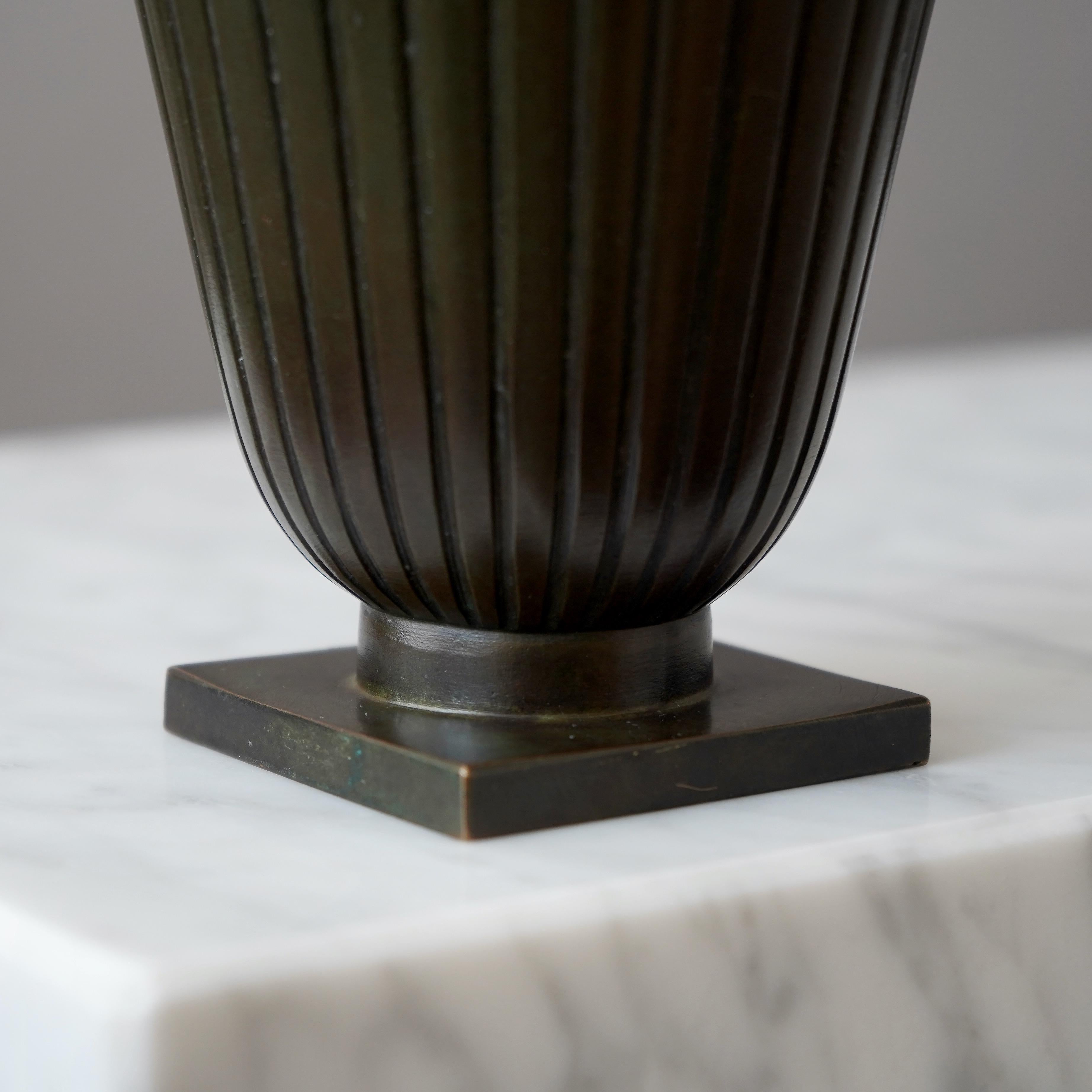 Swedish Bronze Art Deco Vase by GAB Guldsmedsaktiebolaget, Sweden, 1930s For Sale