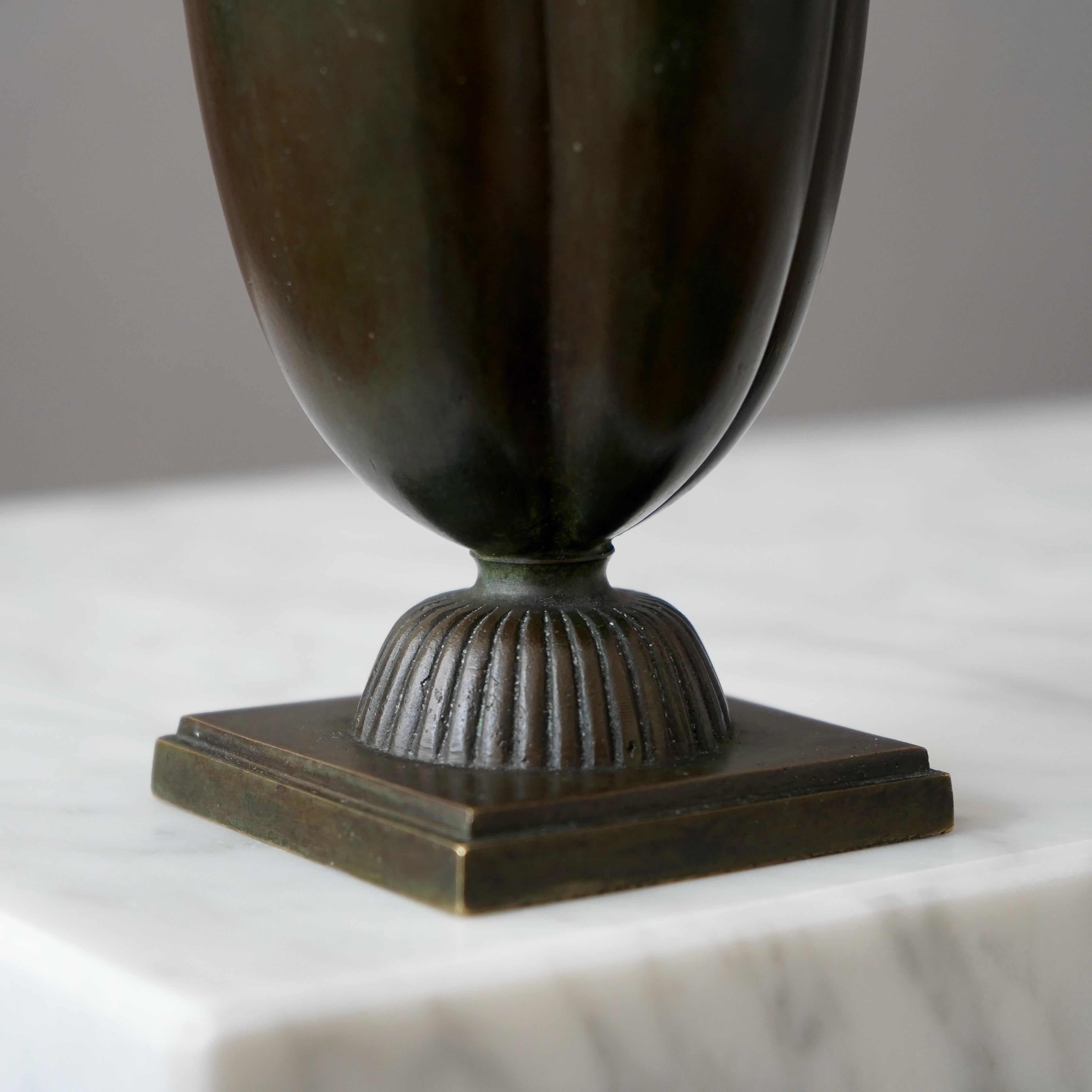 Cast Bronze Art Deco Vase by GAB Guldsmedsaktiebolaget, Sweden, 1930s