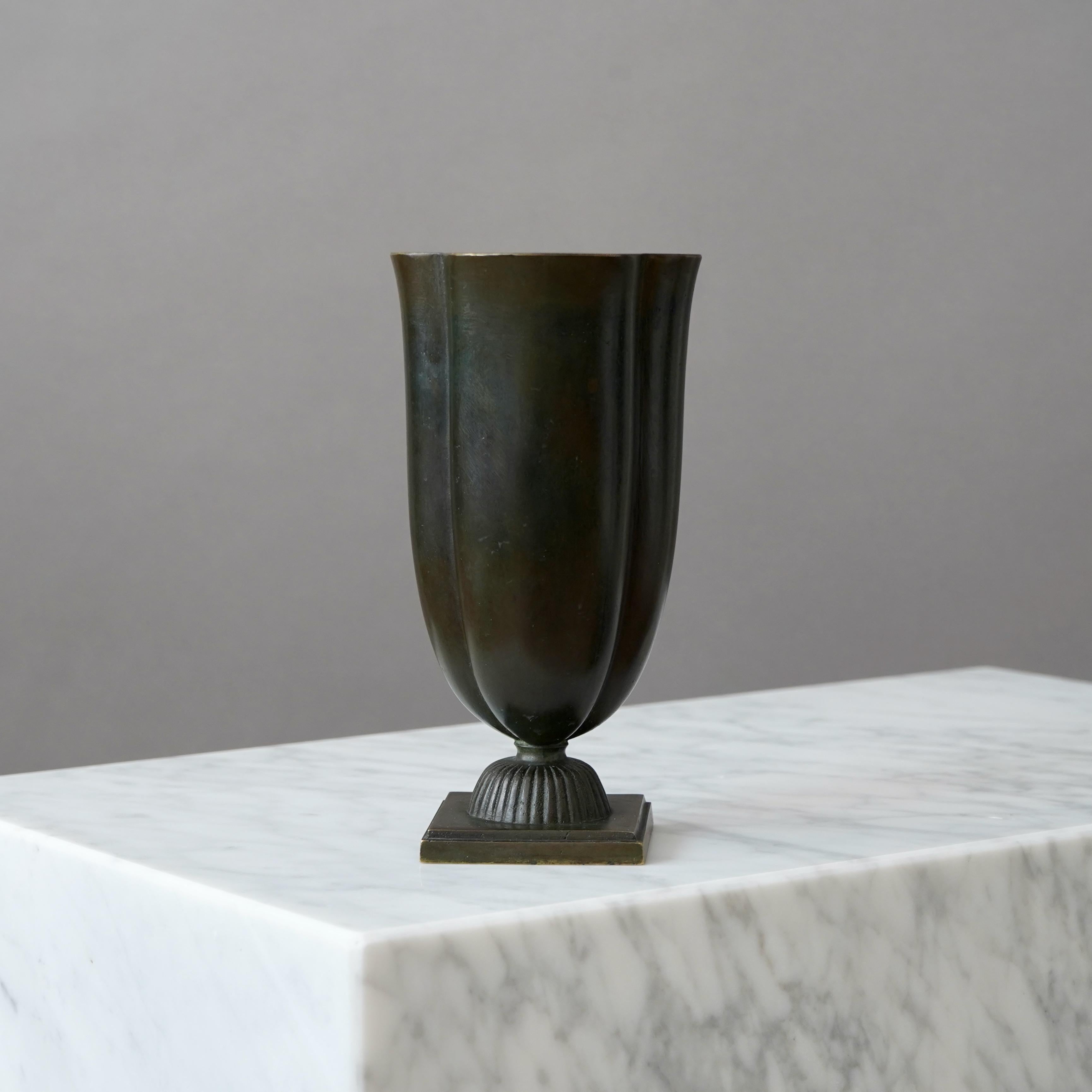 Bronze Art Deco Vase by GAB Guldsmedsaktiebolaget, Sweden, 1930s In Good Condition In Malmö, SE