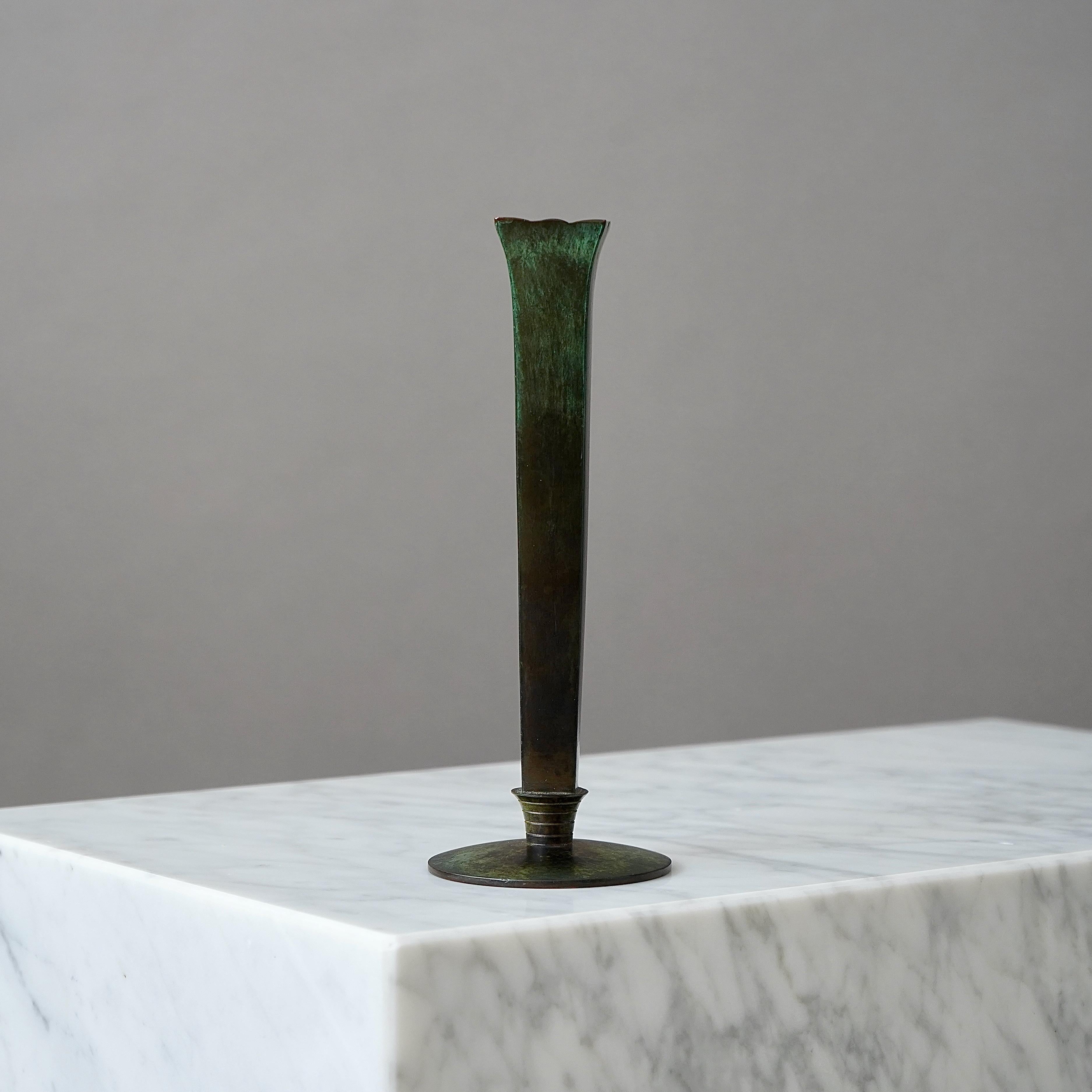 Mid-20th Century Bronze Art Deco Vase by GAB Guldsmedsaktiebolaget, Sweden, 1930s For Sale