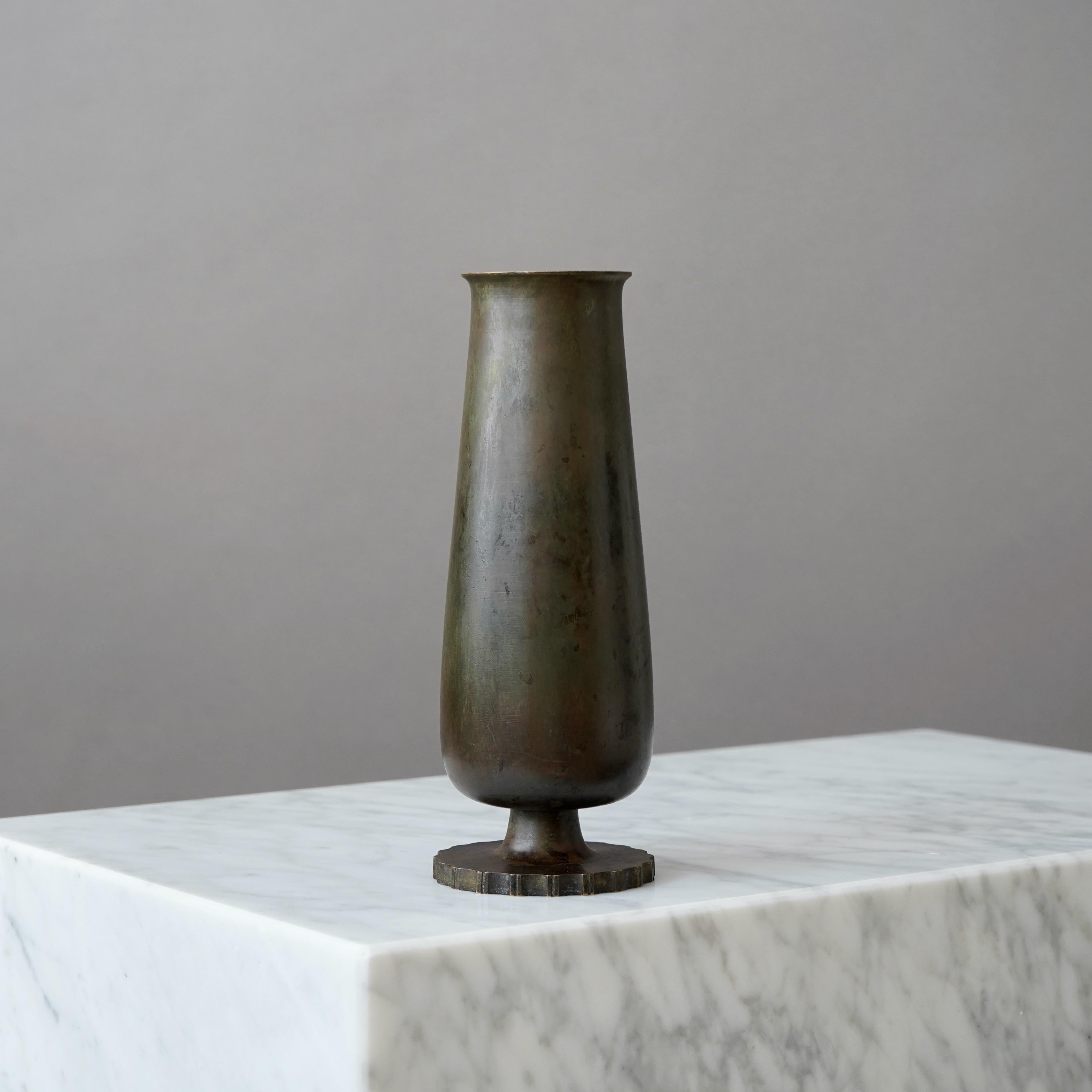 Mid-20th Century Bronze Art Deco Vase by GAB Guldsmedsaktiebolaget, Sweden, 1930s For Sale