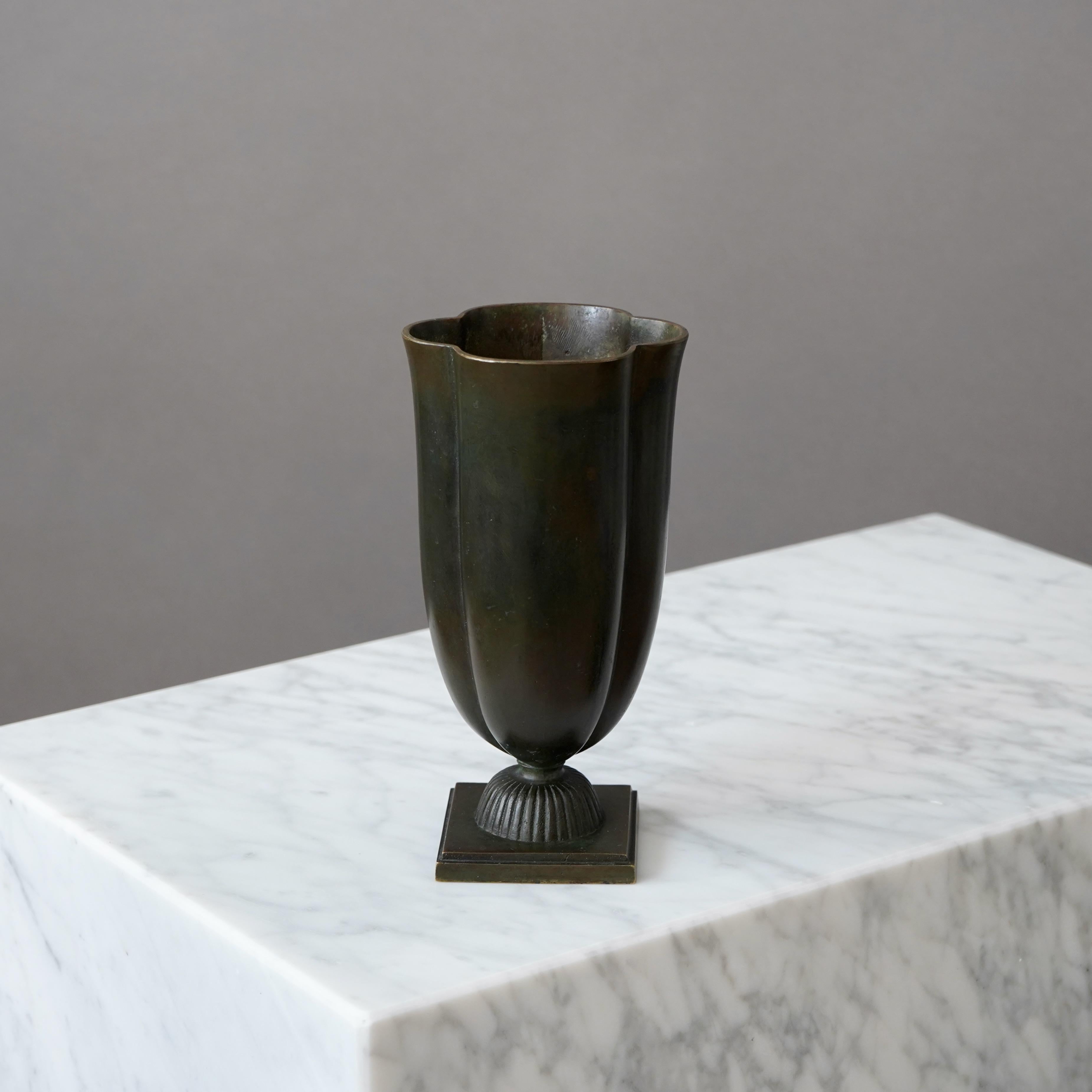 Bronze Art Deco Vase by GAB Guldsmedsaktiebolaget, Sweden, 1930s 1