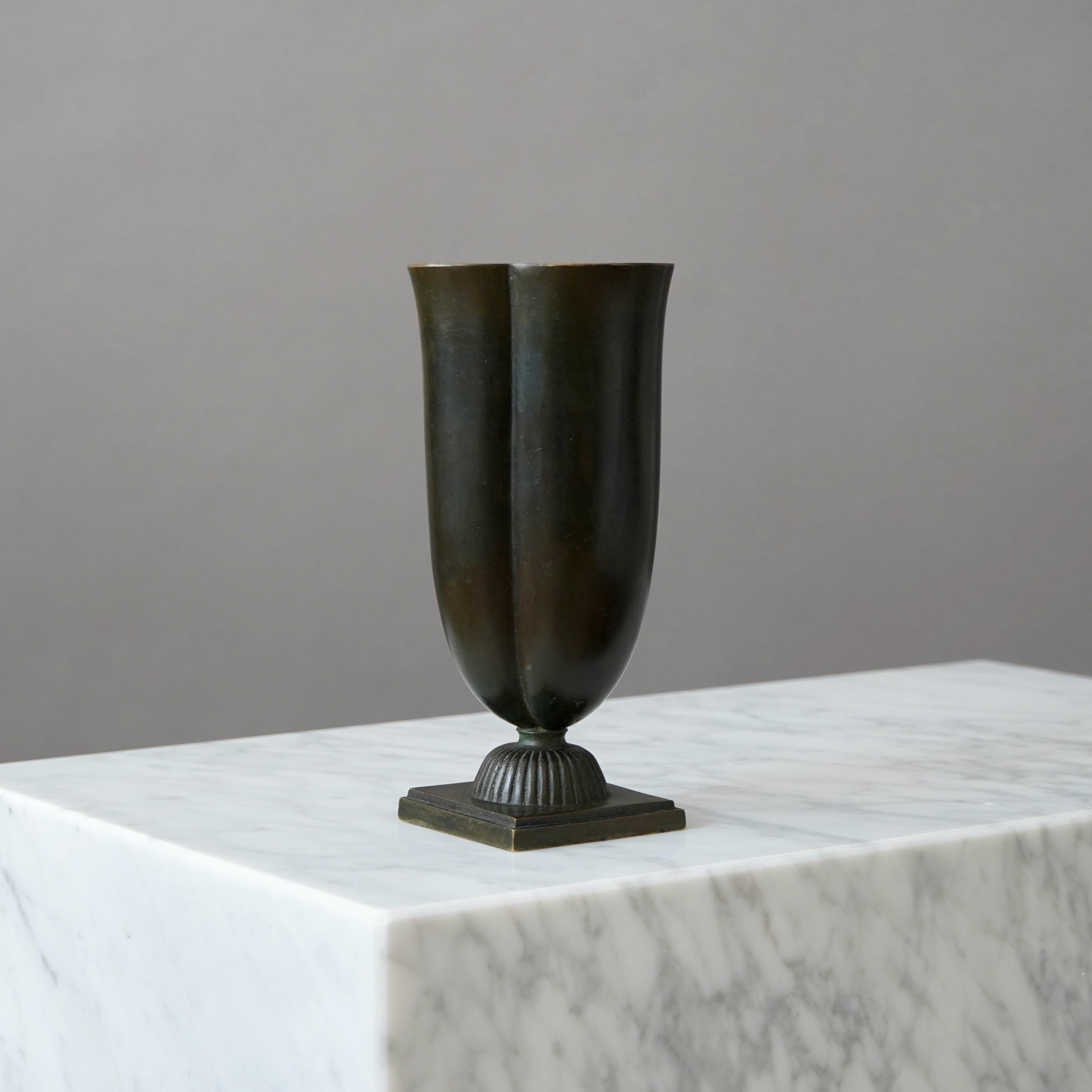 Bronze Art Deco Vase by GAB Guldsmedsaktiebolaget, Sweden, 1930s 2