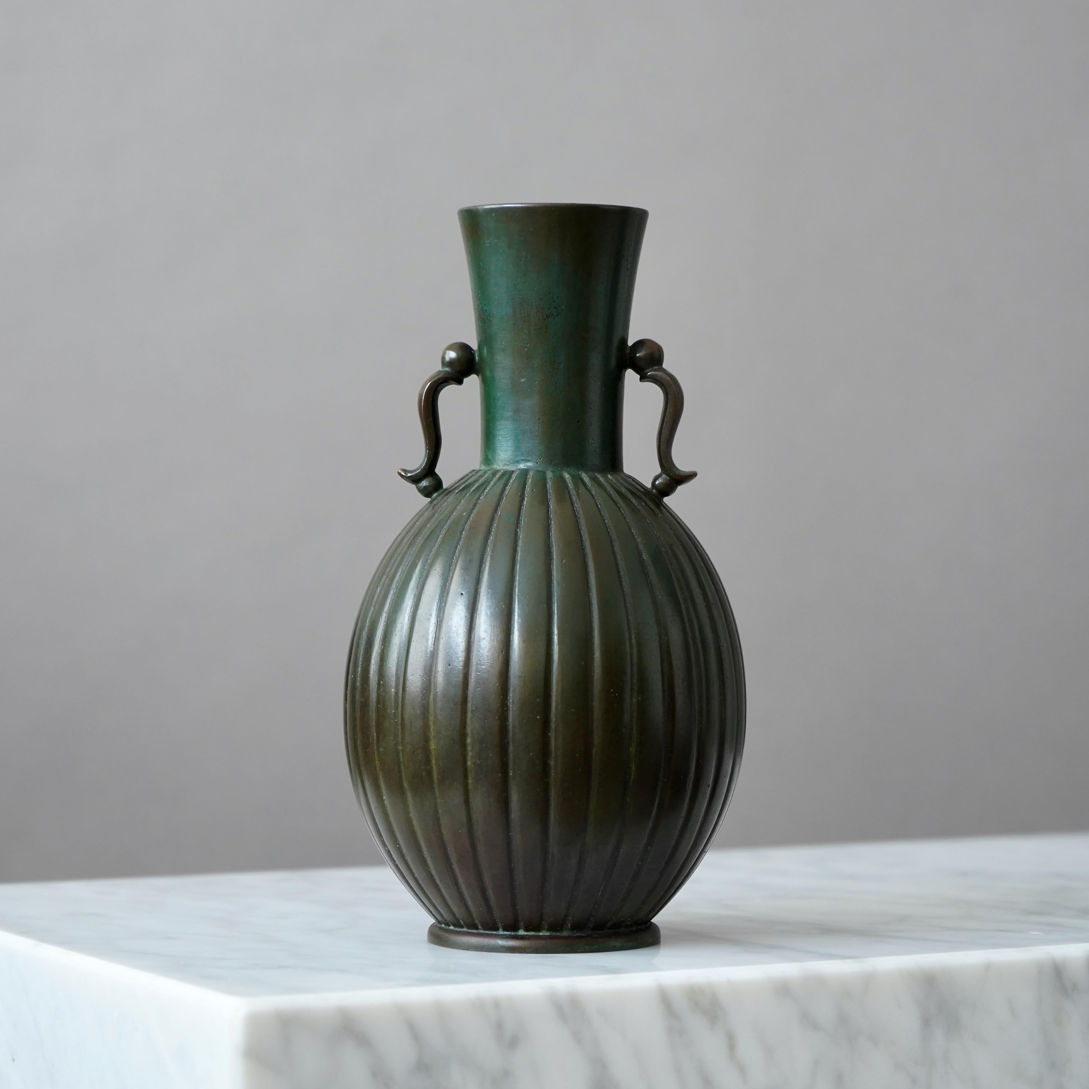 Bronze Art Deco Vase by GAB Guldsmedsaktiebolaget, Sweden, 1930s For Sale 2