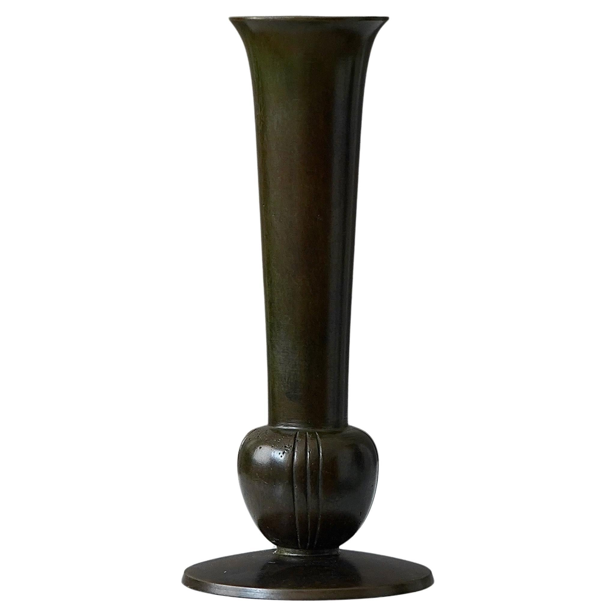 Bronze Art Deco Vase by GAB Guldsmedsaktiebolaget, Sweden, 1930s For Sale