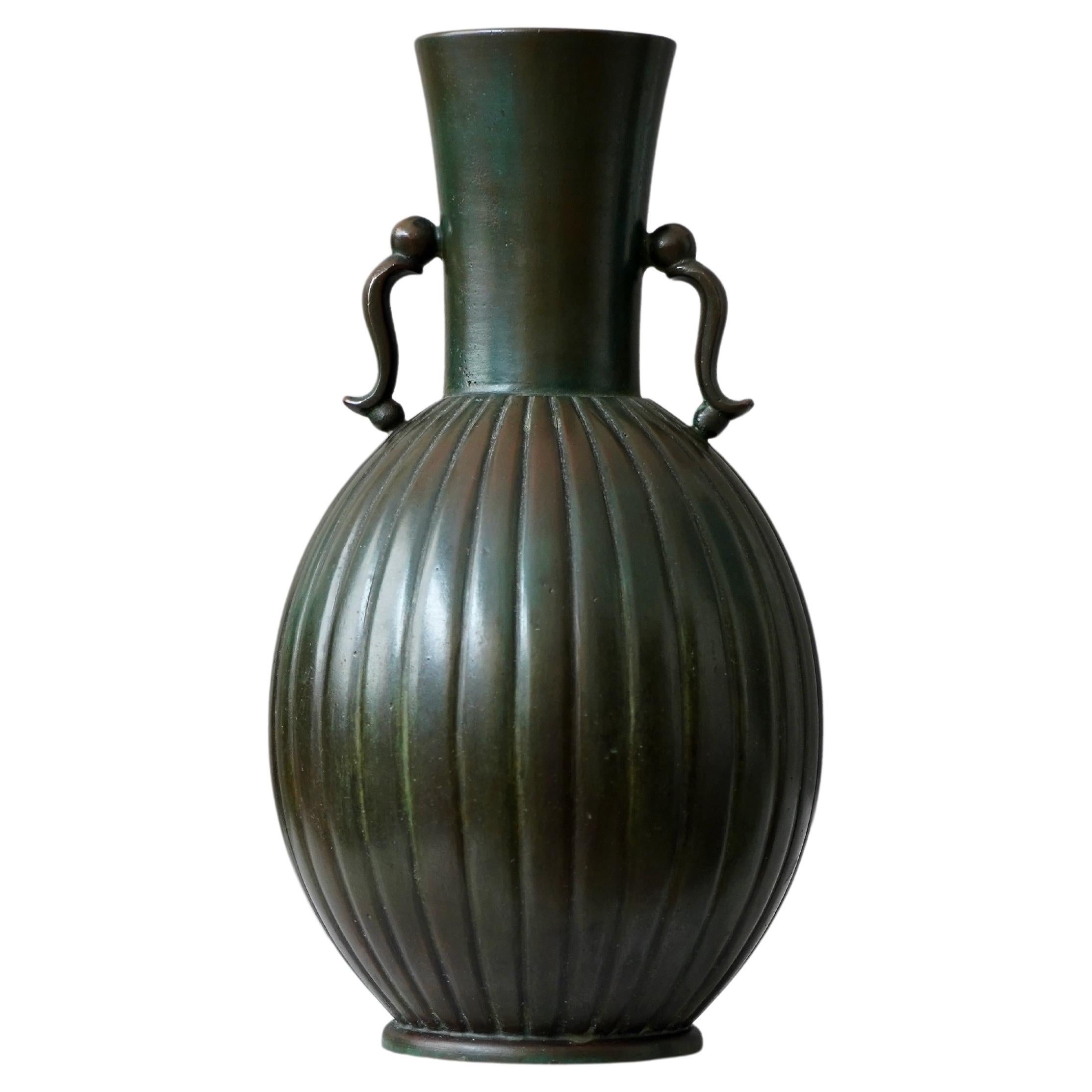 Bronze Art Deco Vase by GAB Guldsmedsaktiebolaget, Sweden, 1930s For Sale