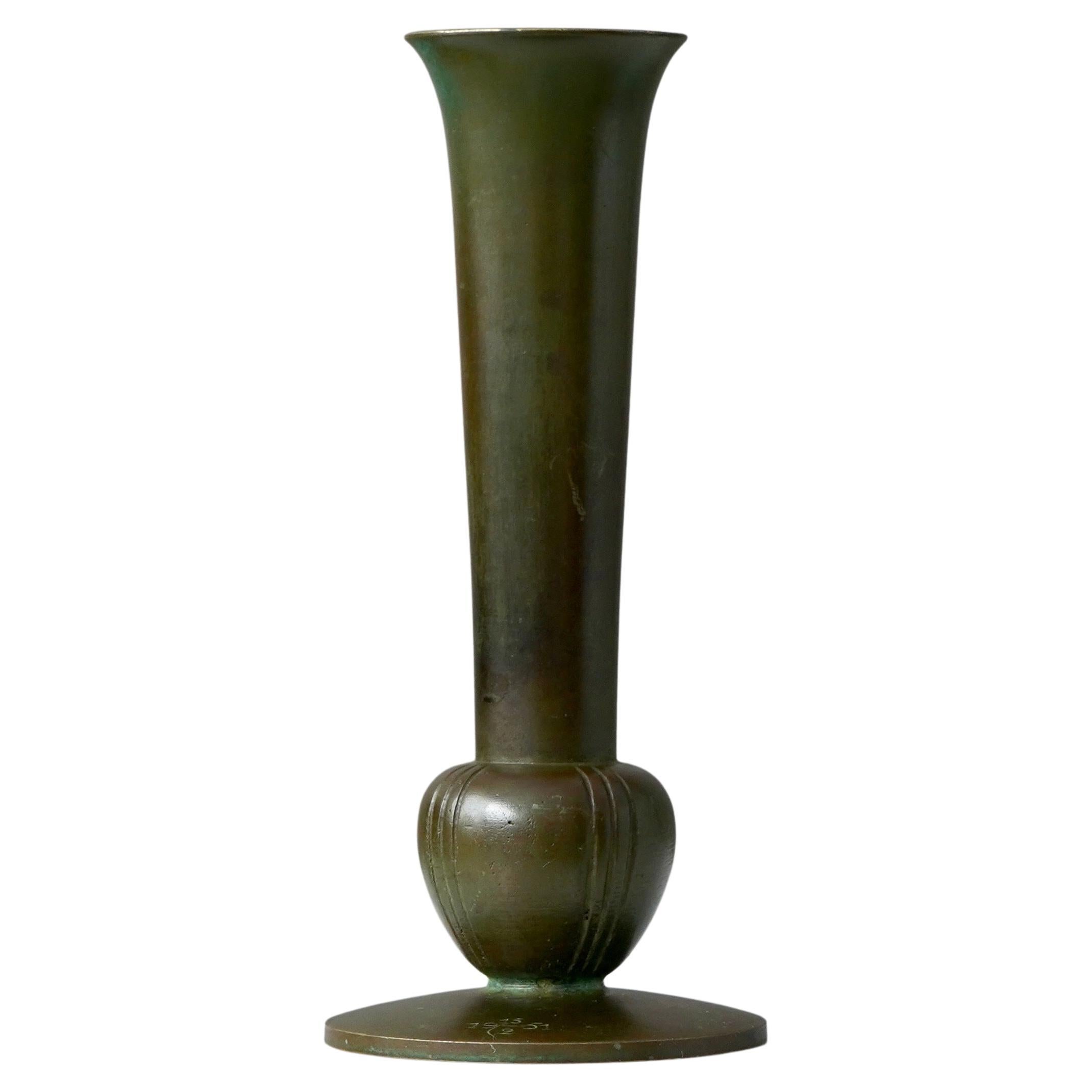 Vaso Art Deco in bronzo di GAB Guldsmedsaktiebolaget, Svezia, anni '30