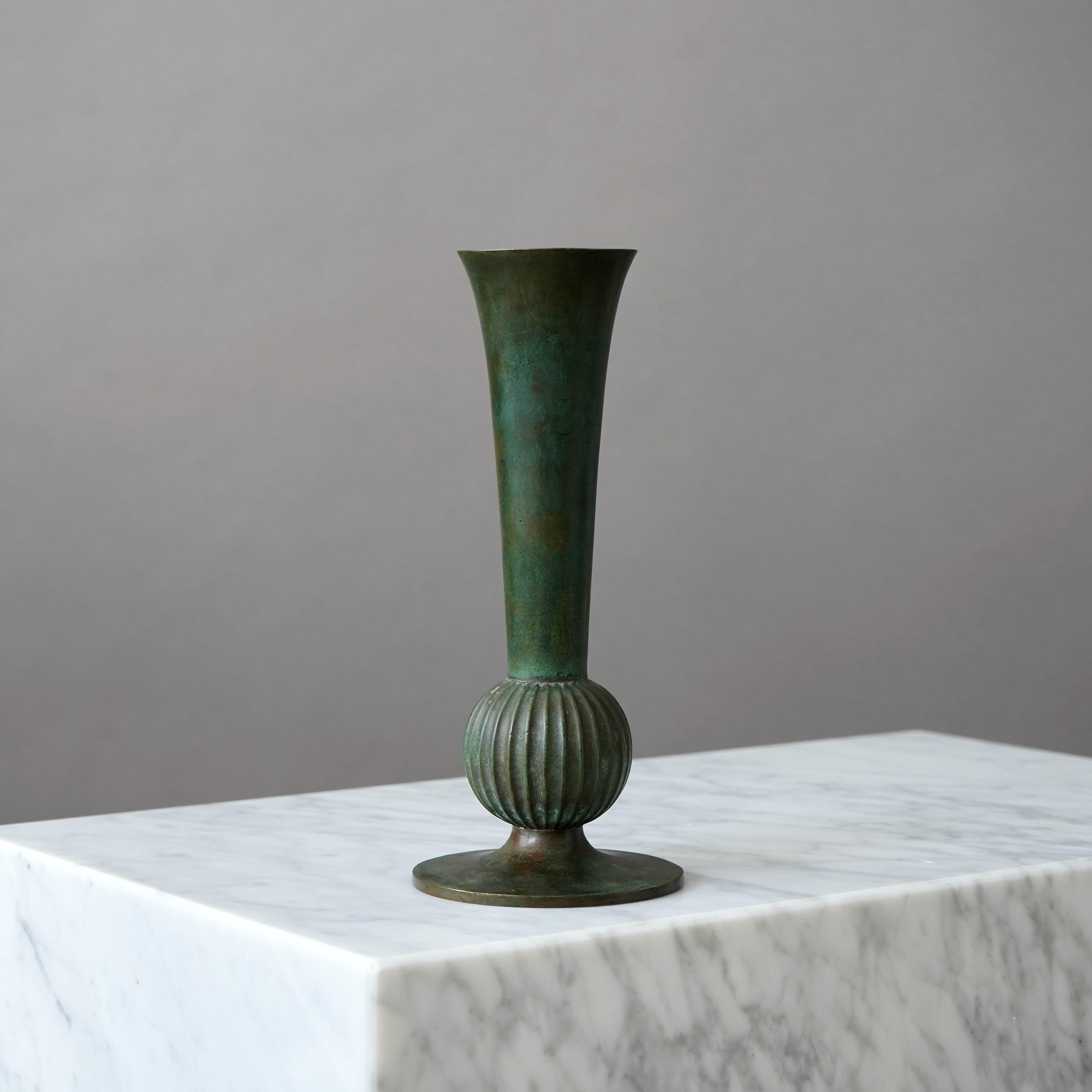 Scandinavian Modern Bronze Art Deco Vase by Sune Bäckström, Sweden, 1920s For Sale