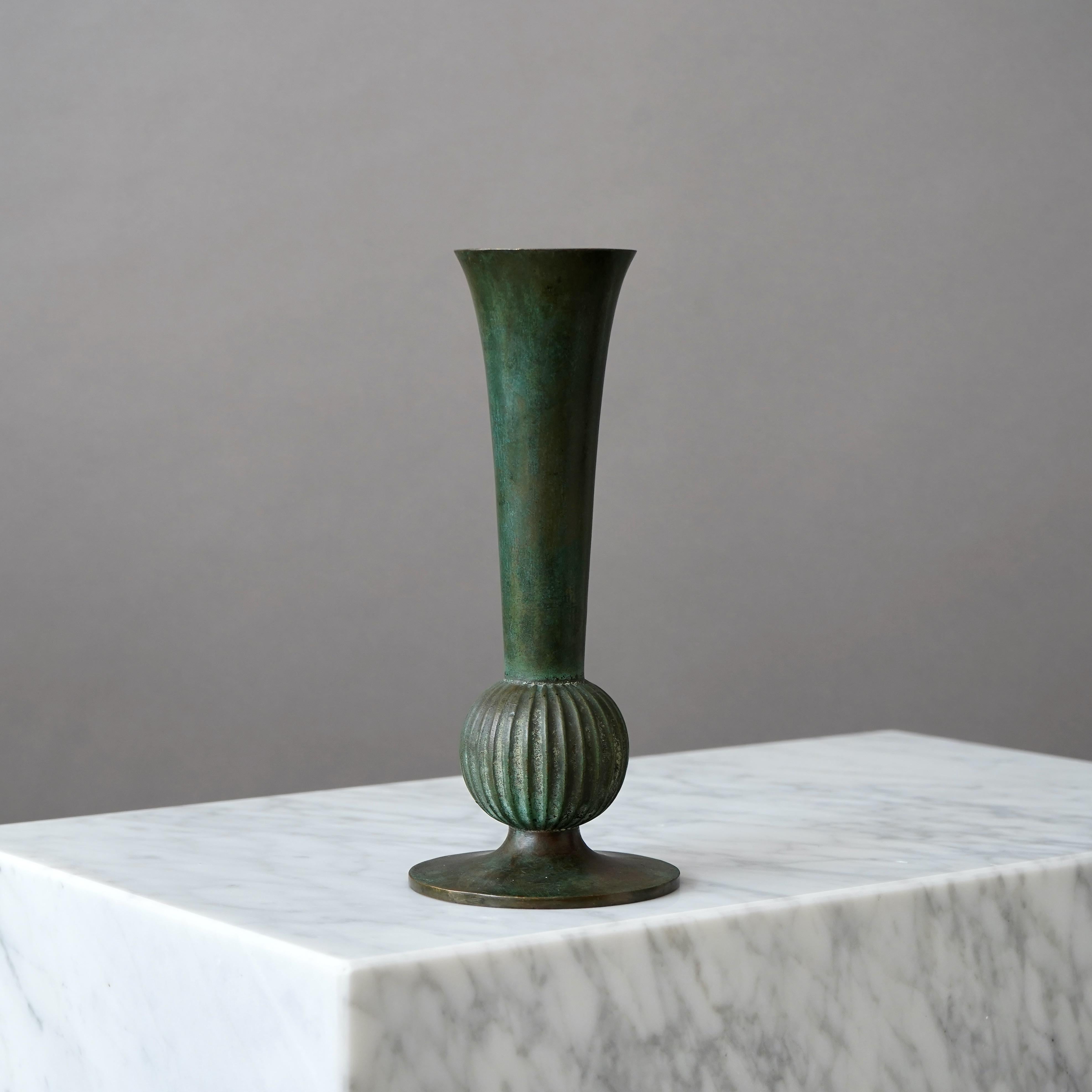 Cast Bronze Art Deco Vase by Sune Bäckström, Sweden, 1920s For Sale
