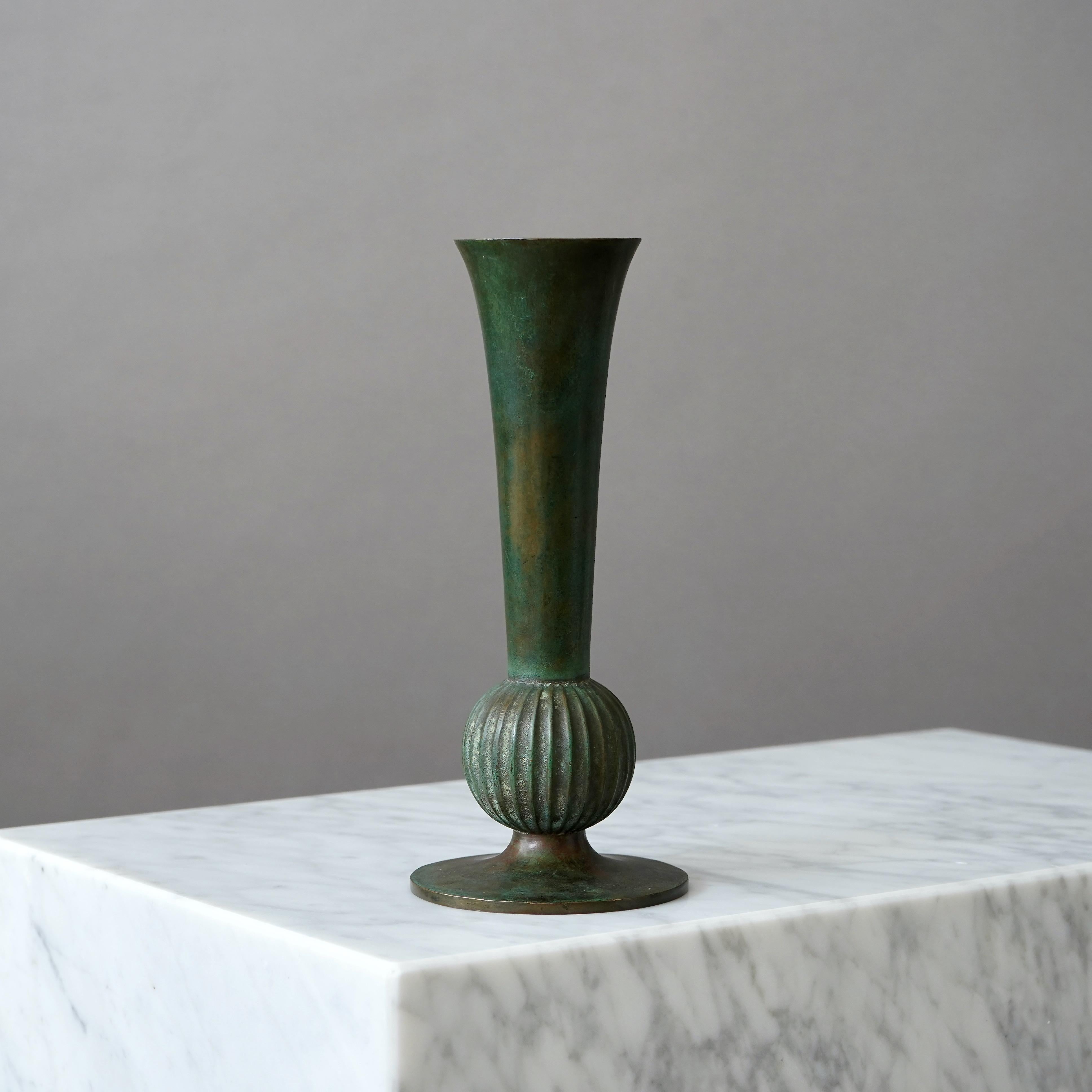 Early 20th Century Bronze Art Deco Vase by Sune Bäckström, Sweden, 1920s For Sale